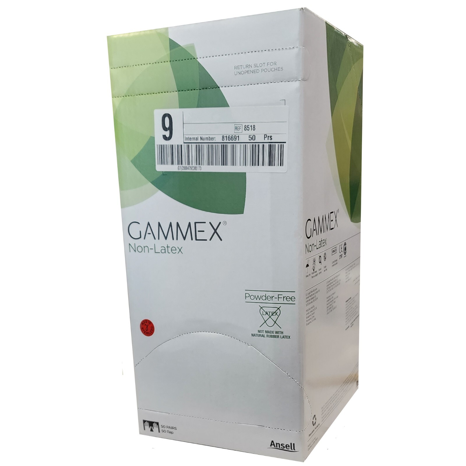 *50-Pairs* Ansell Gammex Non-Latex Powder-Free Disposable Size-9.0 Gloves 8518