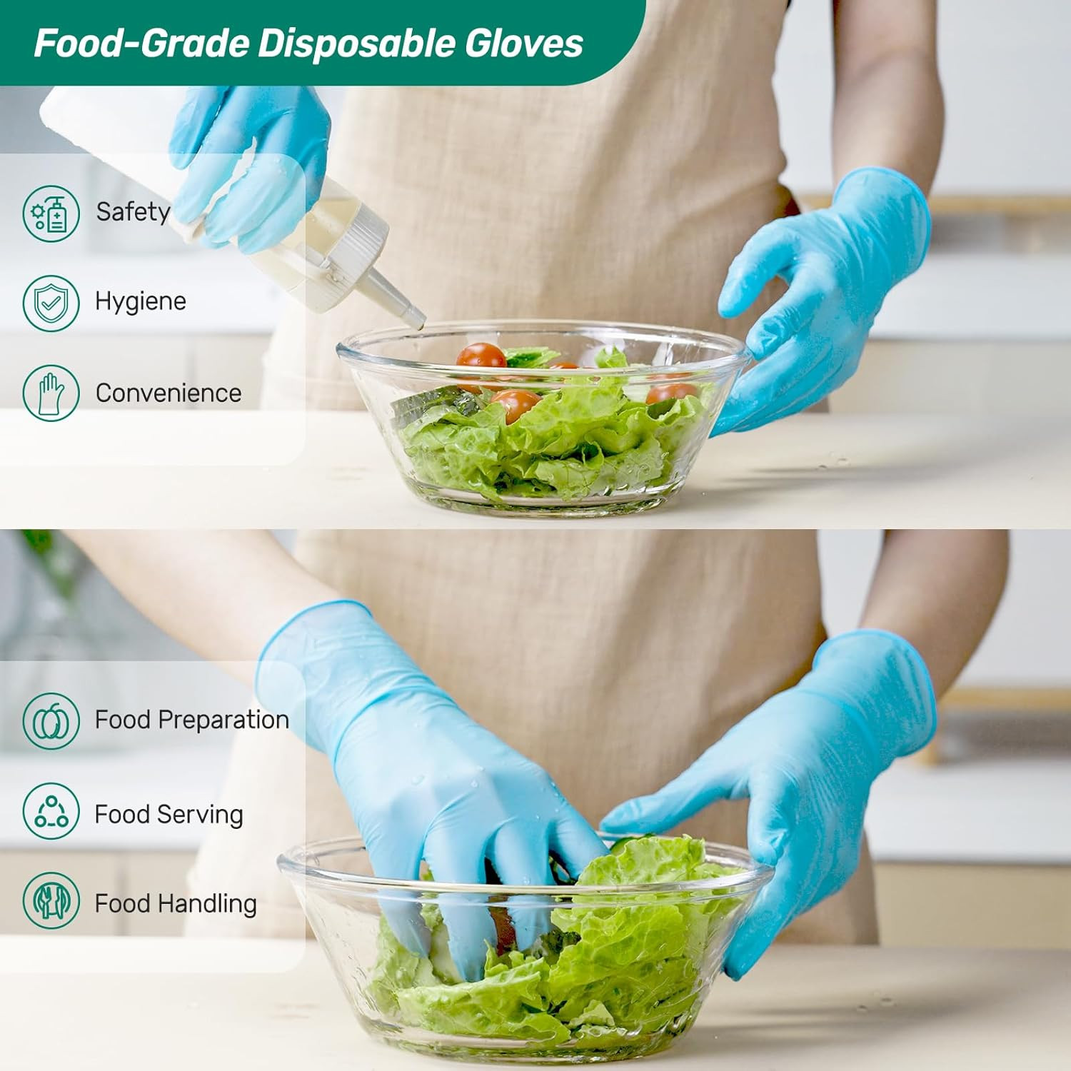 Nitrile Gloves D1, Nitrile Disposable Gloves for Cleaning, Food Prep, Industrial