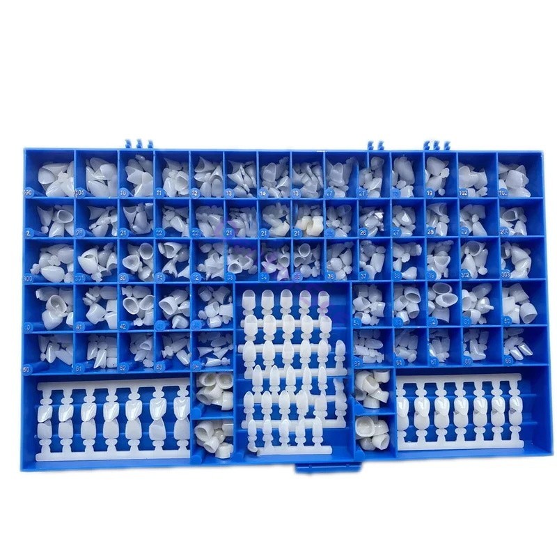 NEW POLYCARBONATE TEMPORARY DENTAL CROWNS BOX KIT 390 PCS WITH PAPER GUIDE CHART