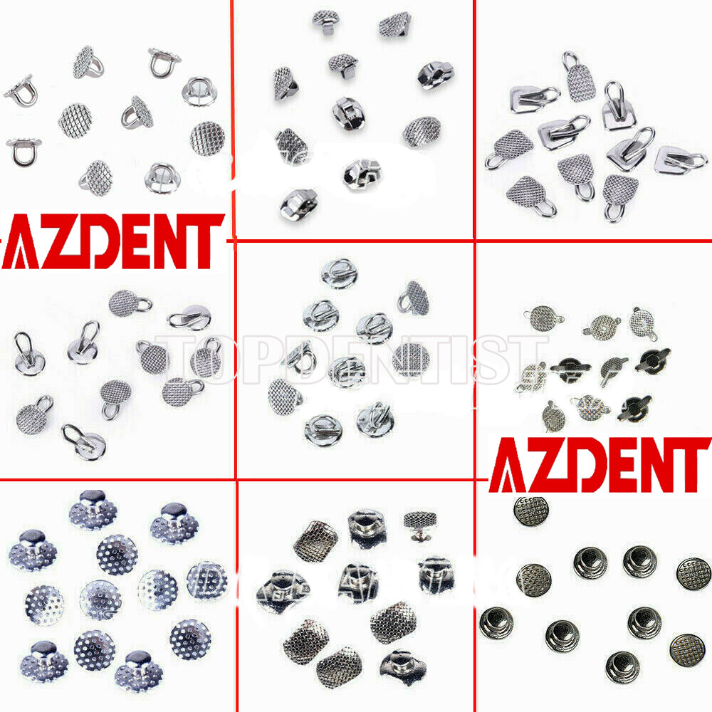 12Types Dental Orthodontic Lingual Buttons Bondable Round/Rectangular Mesh Base