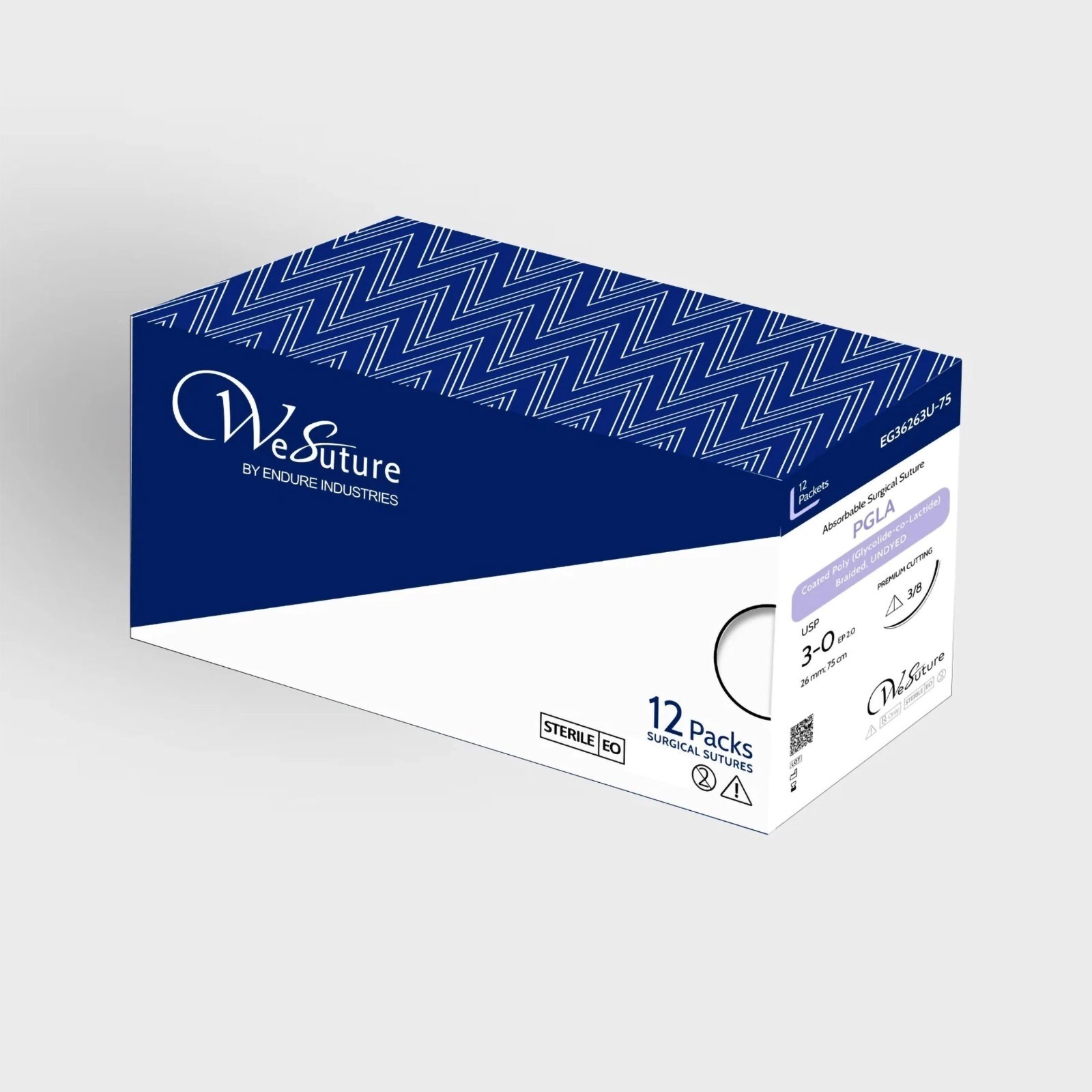 Sutures POLYPROPYLENE, 19mm, 3/8 PRC, 45cm 3-0, For Training (expired) Box of 12
