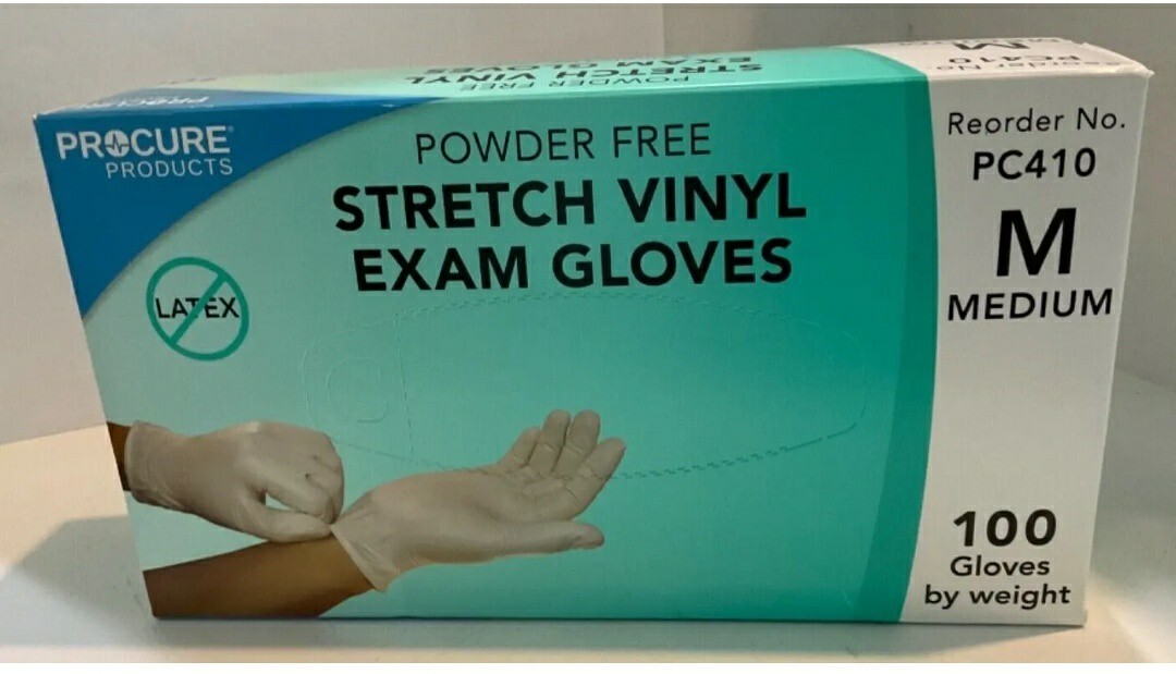Procure Stretch Vinyl Exam GlovesPowder Free Size M