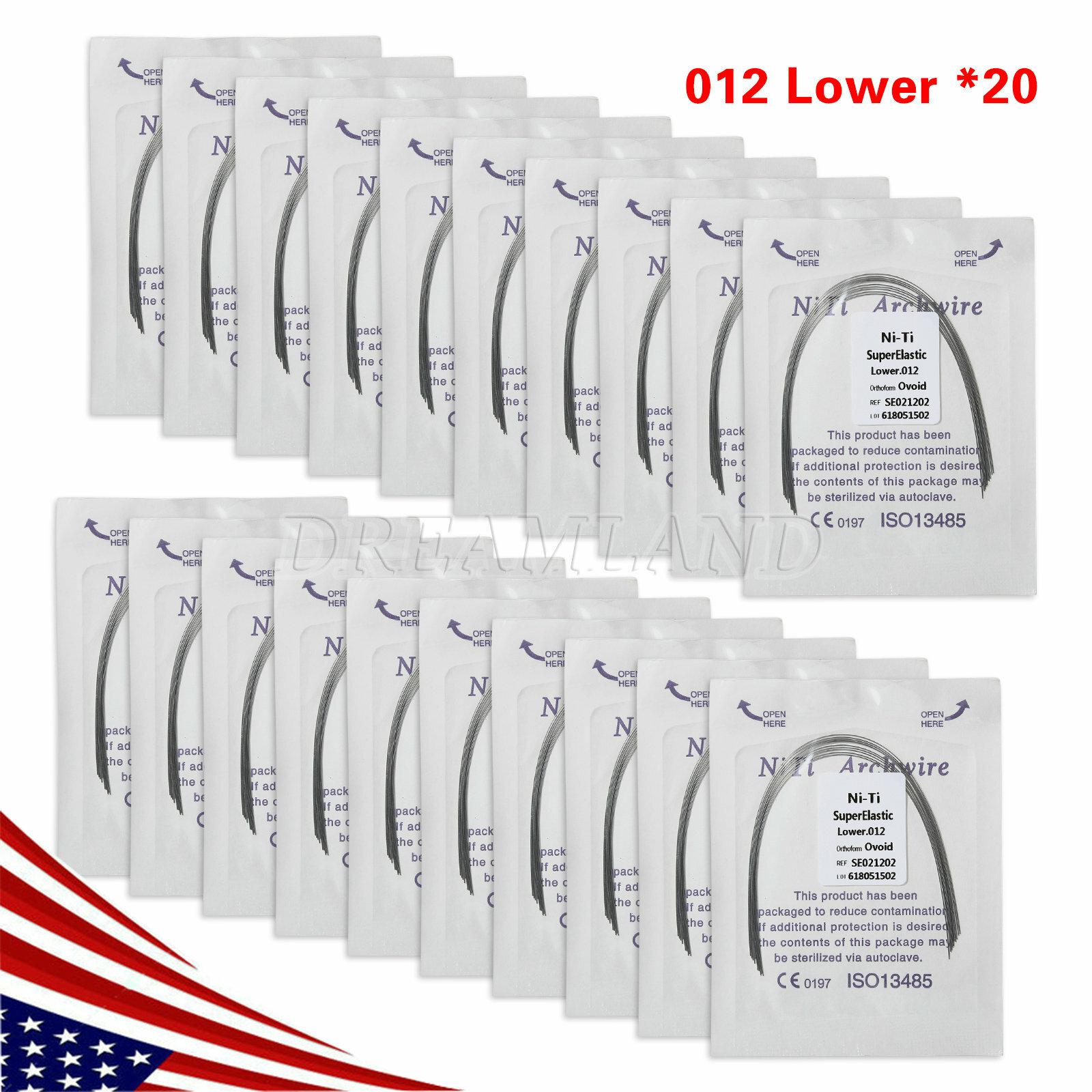 20 Packs Dental Orthodontic Super Elastic Niti Arch Wires Ovoid Form Round type