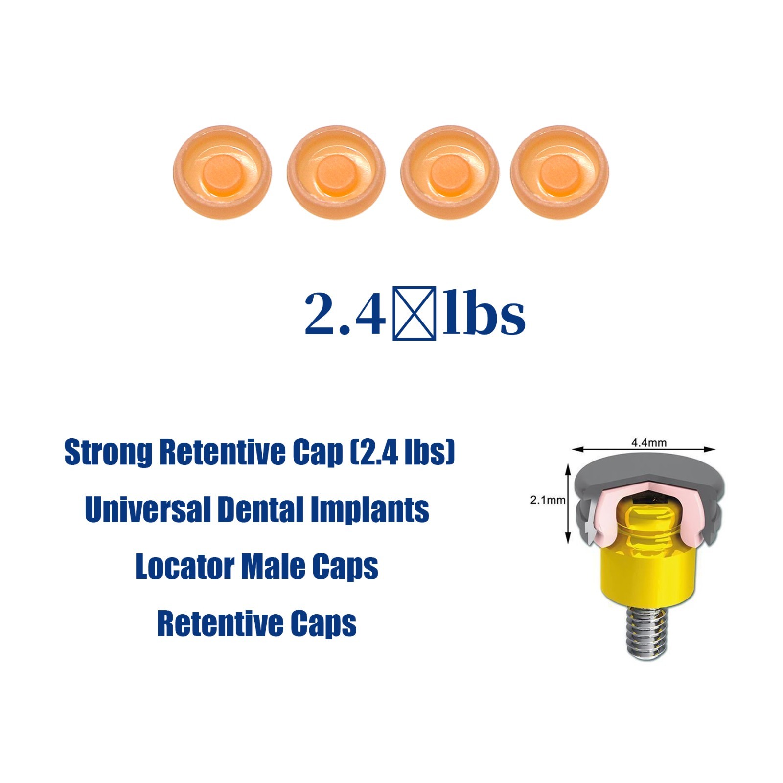 US Implant 2.4 lbs Overdenture Retention Caps Dental Locator Core Tool Universal