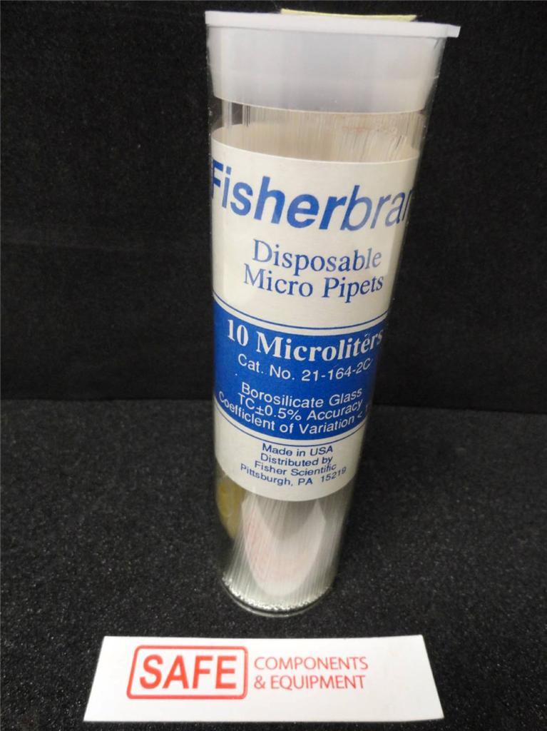Fisherbrand 10uL Micro Pipets Orange Code QTY-100 Glass Disposable 21-164-2C A22