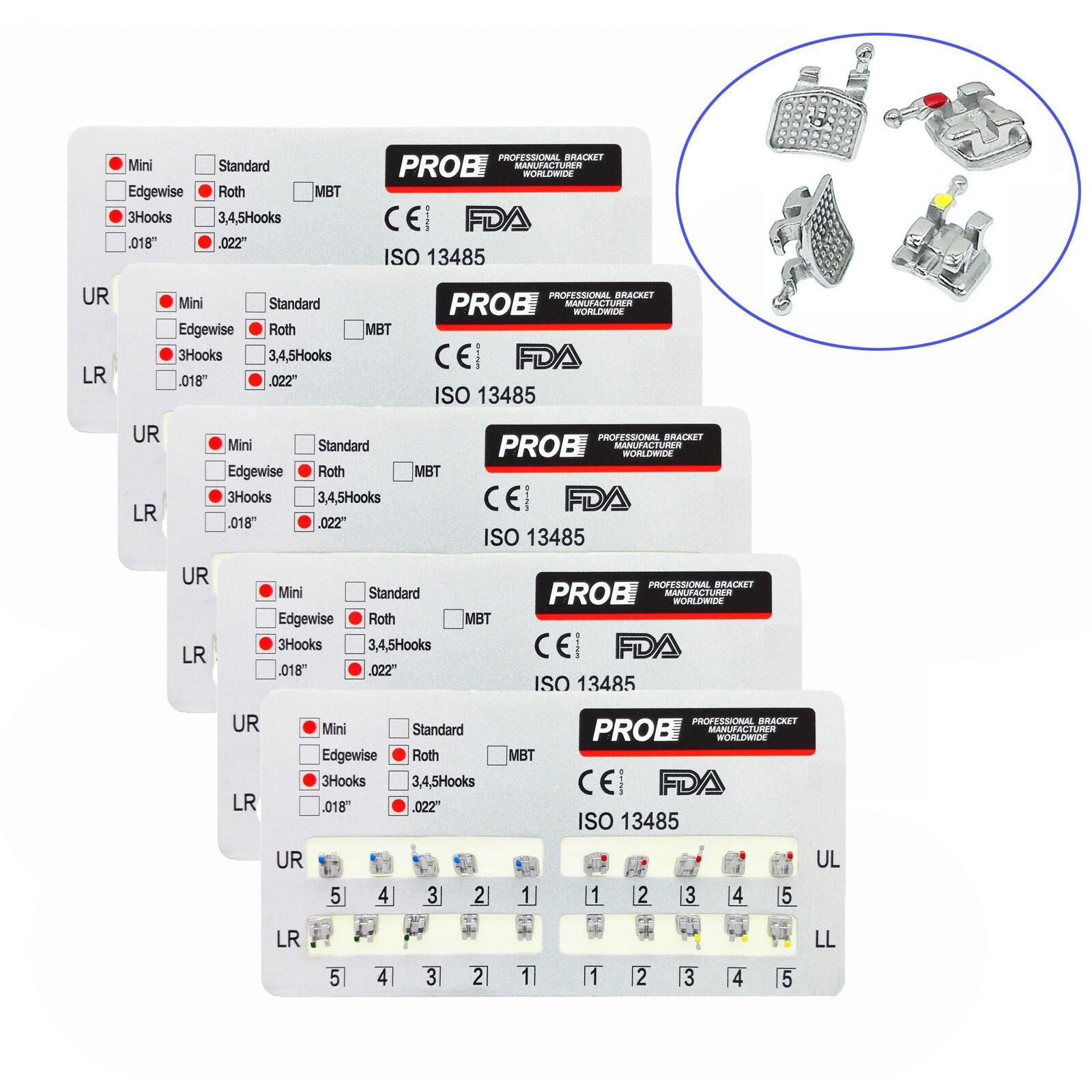 PROB Metal Bracket Dental Orthodontic Mini / Standard Roth/MBT 345/ 3Hooks.022″