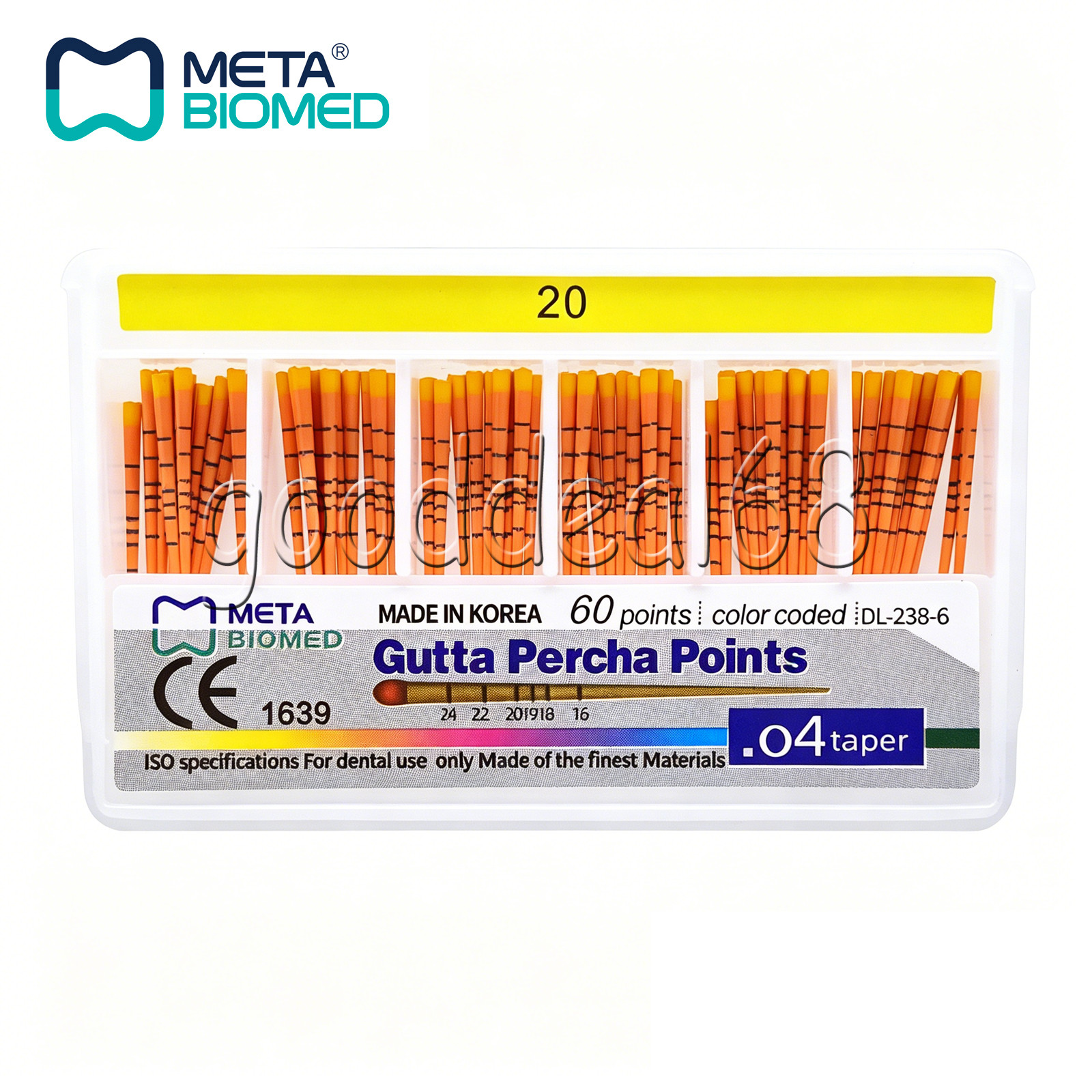 Dental Meta Gutta Percha Points Taper 0.4 or 0.6, or Standart Taper, All Sizes
