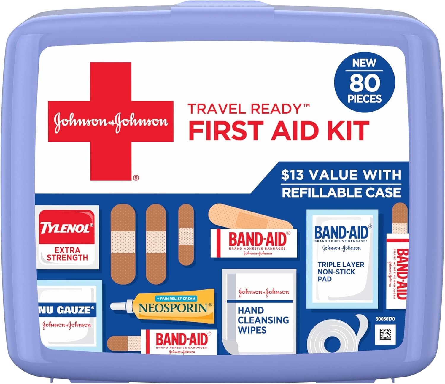 Band-Aid Brand Travel Ready Portable Emergency First Aid Kit For Minor Wound