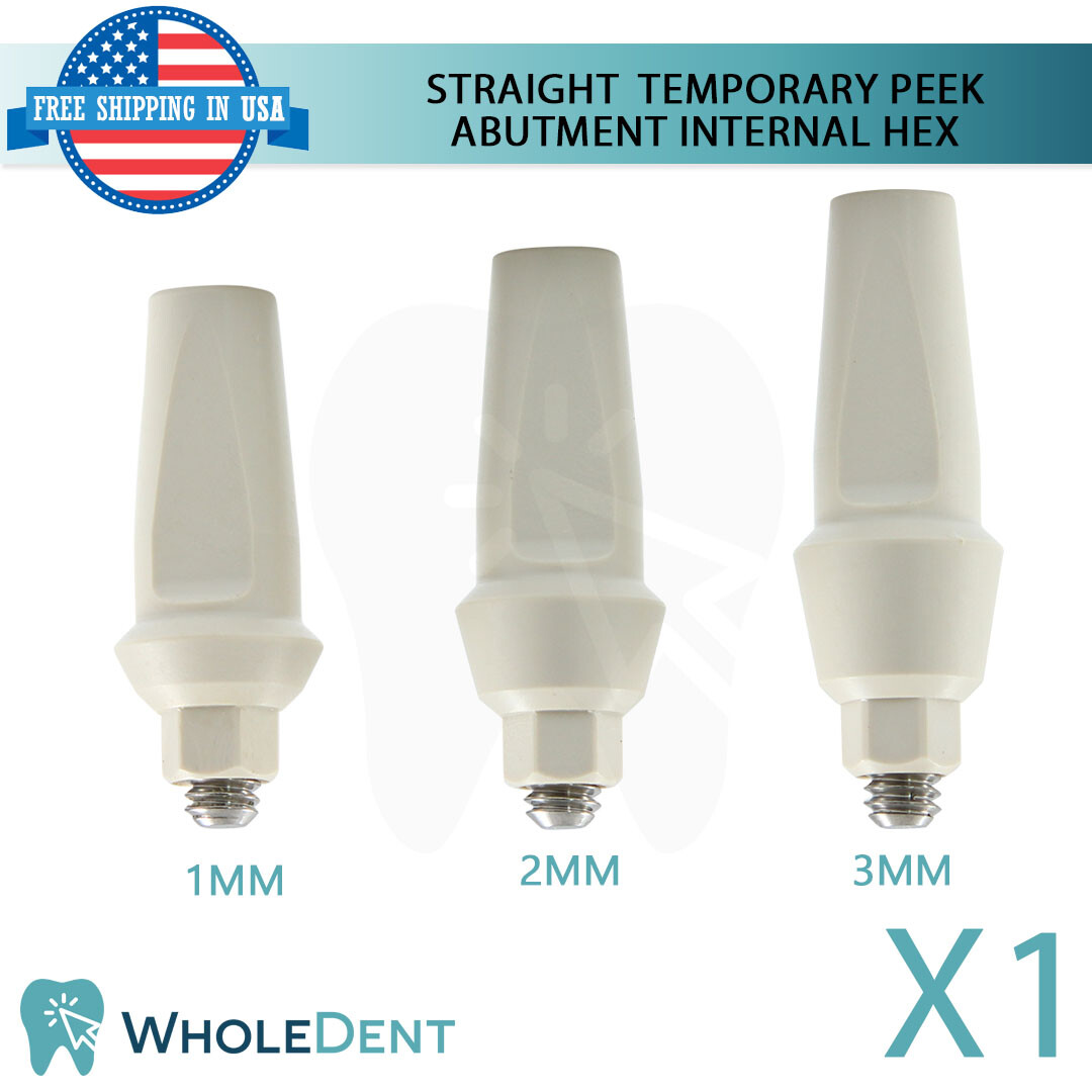 X1 Straight Anatomic Temporary Peek Abutment Int Hex 2.42mm Dental Instrument