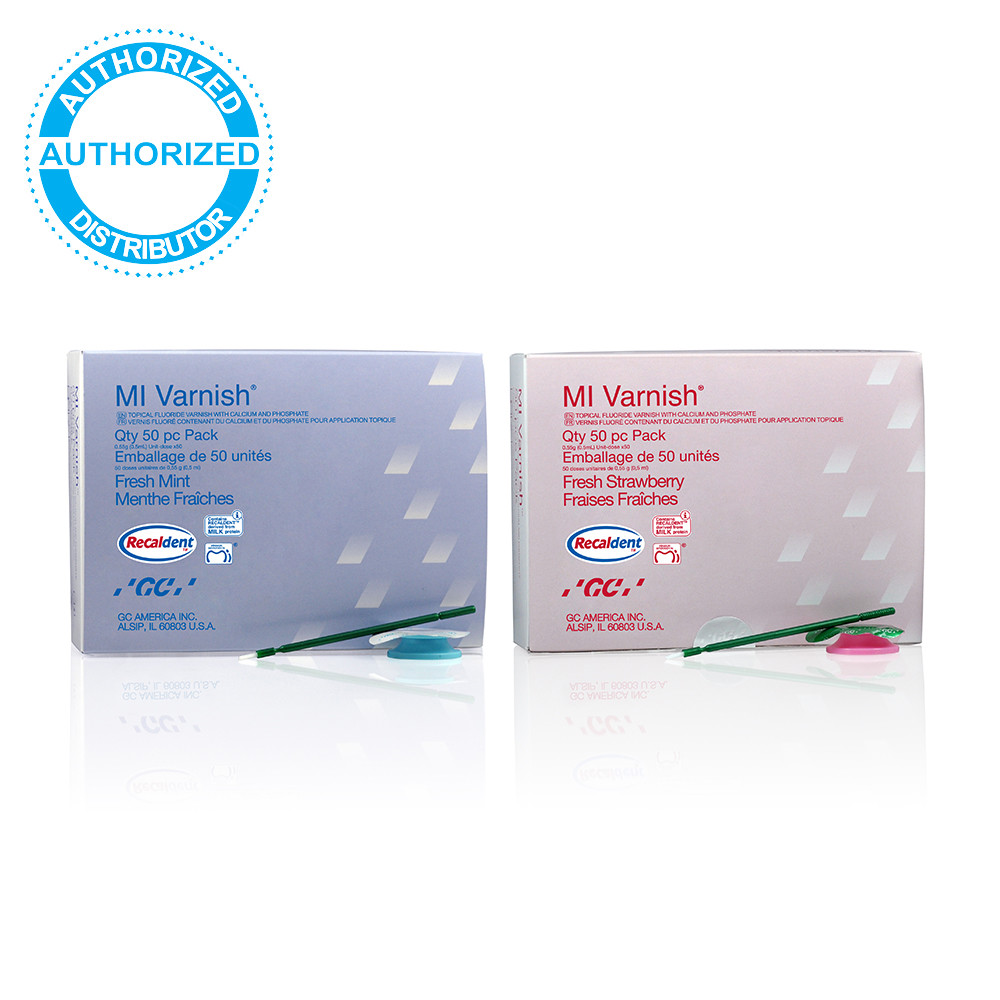 GC MI Varnish 50×0.44g Unit Doses & 50 Applicators Fresh Mint / Fresh Strawberry