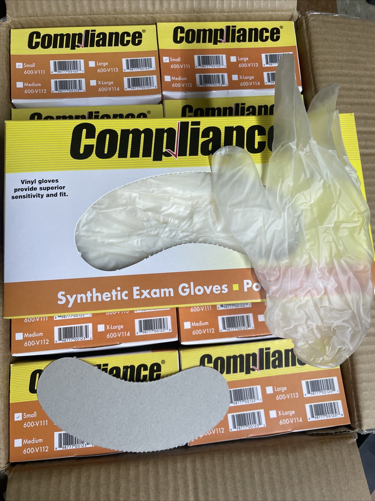 Compliance Synthetic Exam Gloves Powder Free 10 Boxes/1000-Pieces, Size Small
