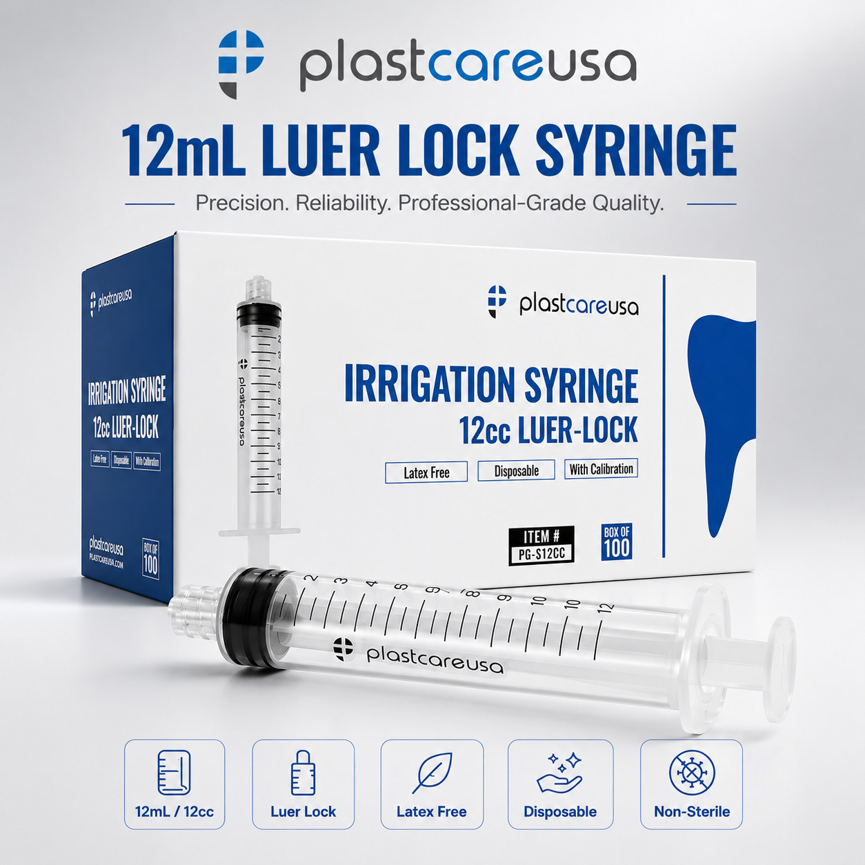 50 12ml 12cc Luer Lock Disposable Syringes (Non Sterile) Saline Oral Medicine