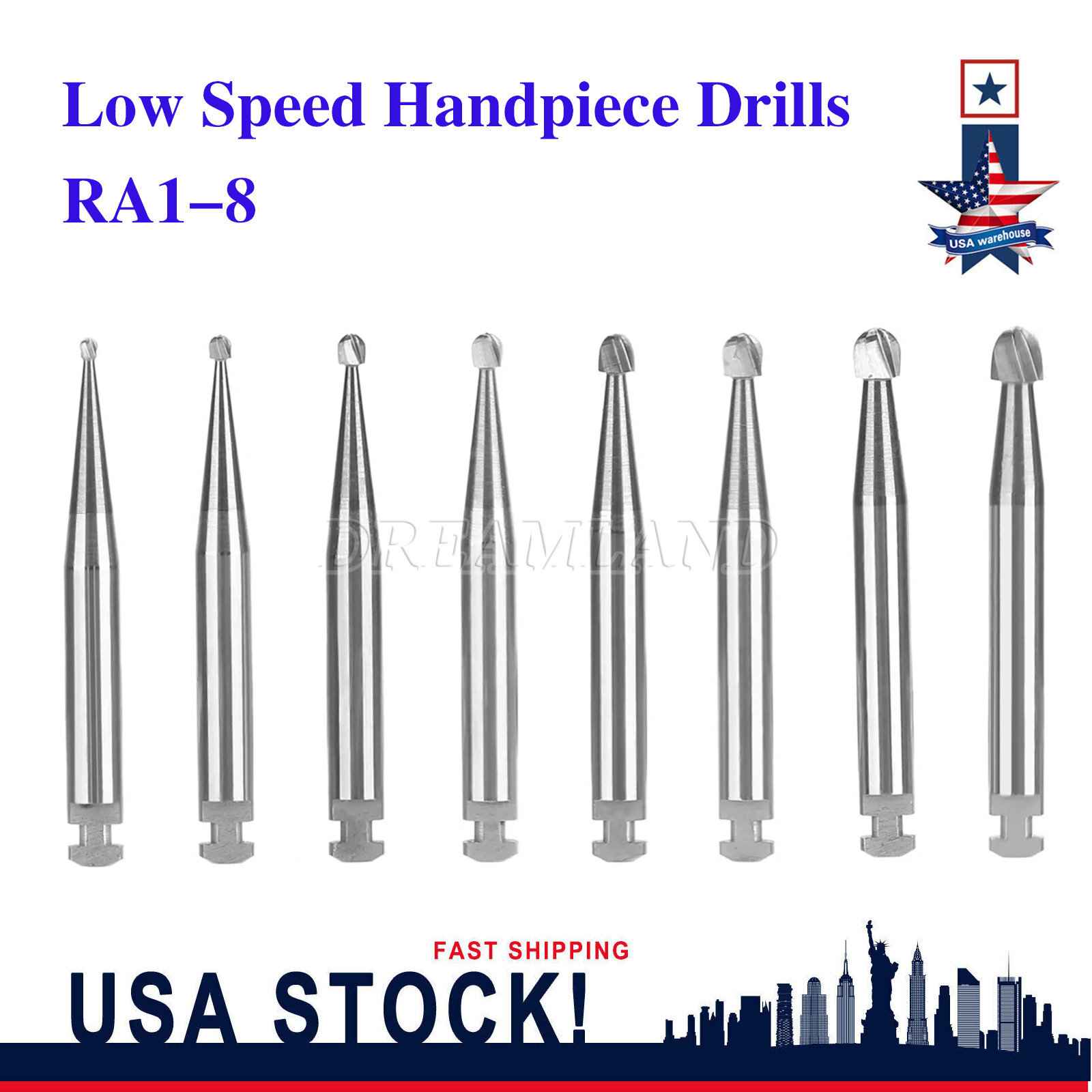 Round Carbide Burs for Slow Speed Latch RA (Choose Your Size & Qty) 22.5mm