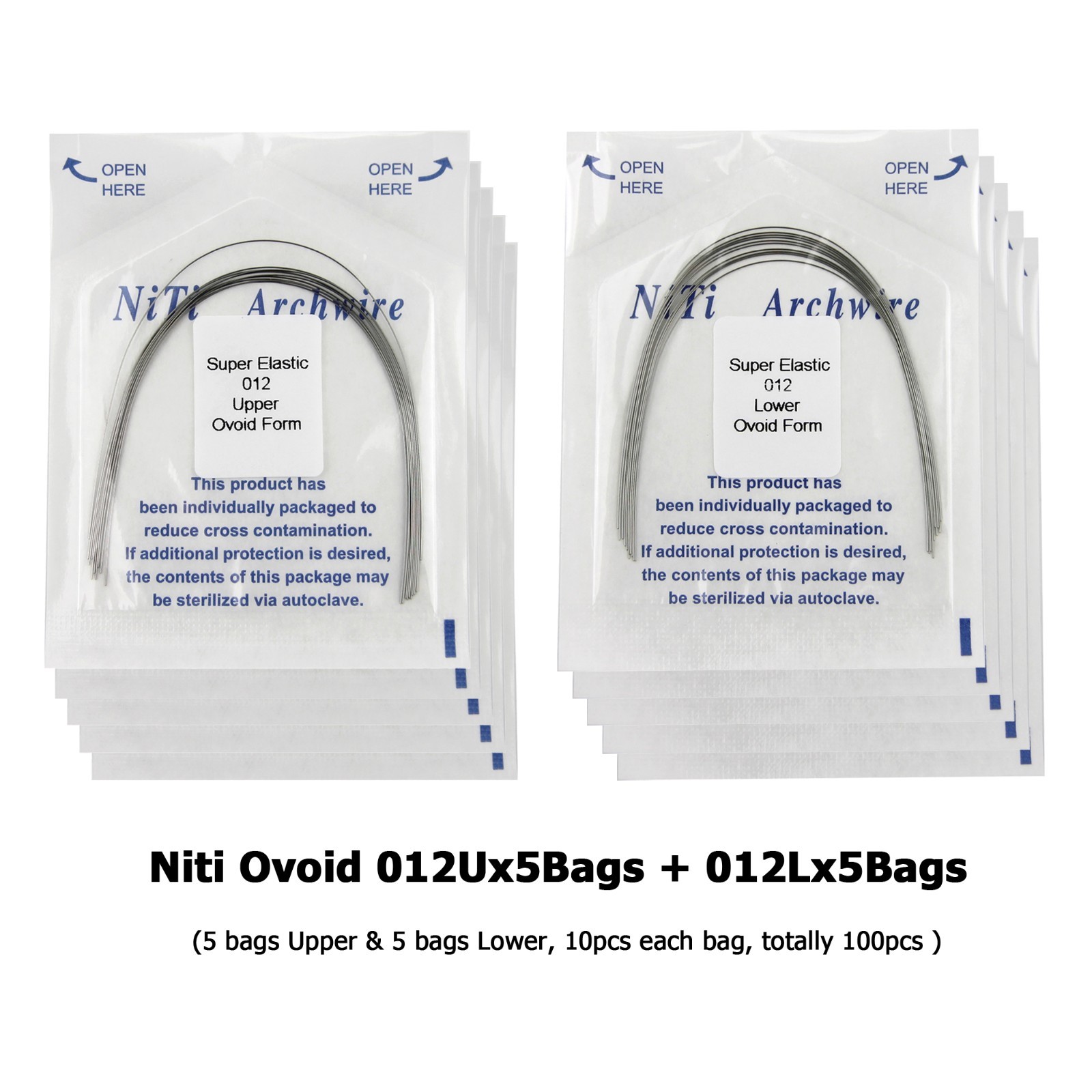 100PCS Dental Orthodontic Arch Wire Niti Stainless Steel Ovoid Round Rectangular