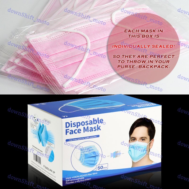 New Disposable 100 PCS Face Mask- Non Medical Mouth Nose Earloop Coverings PINK