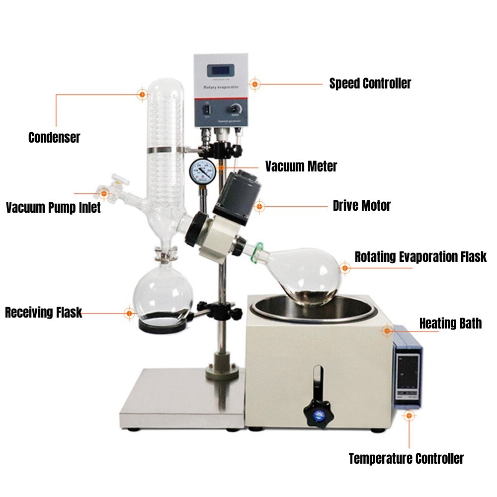 2L Rotary Evaporator 110V Laboratory Vacuum Evaporation Water Bath Lab Eqpt New
