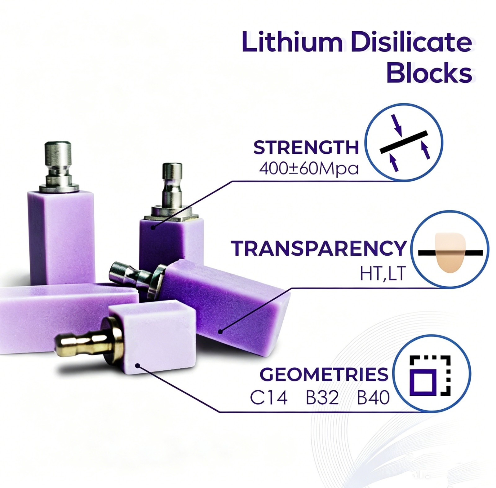US C14 Dental HT/LT/MT Lithium disilicate ceramic block for Sirona CEREC/inLab