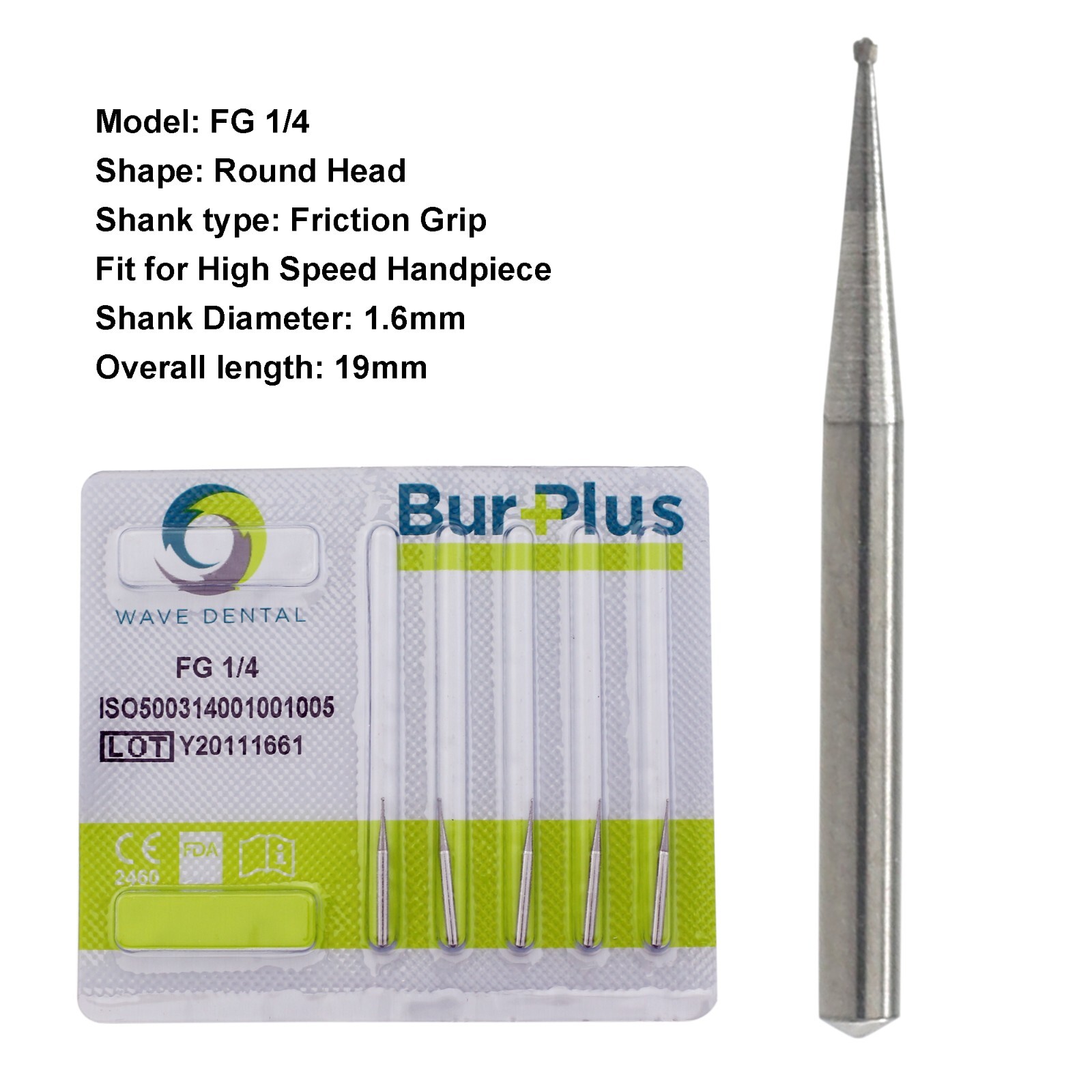 Wave Dental Burs Round Tungsten Carbide High Speed FG 1/2 1/4 1 2 3 4 5 6 7 8