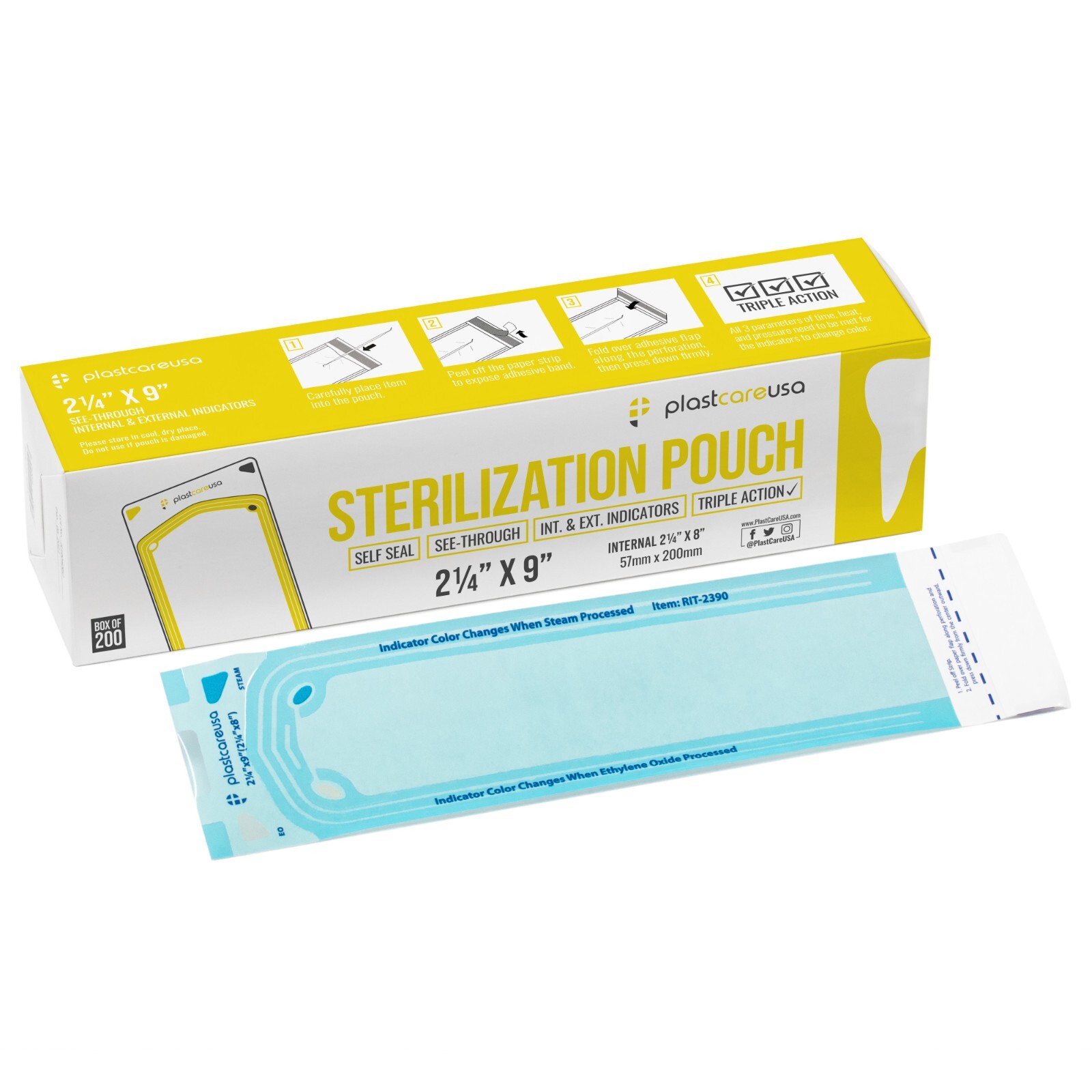 2.25″ x 8″ Self-Sealing Sterilization Pouches for Autoclave (Choose Quantity)