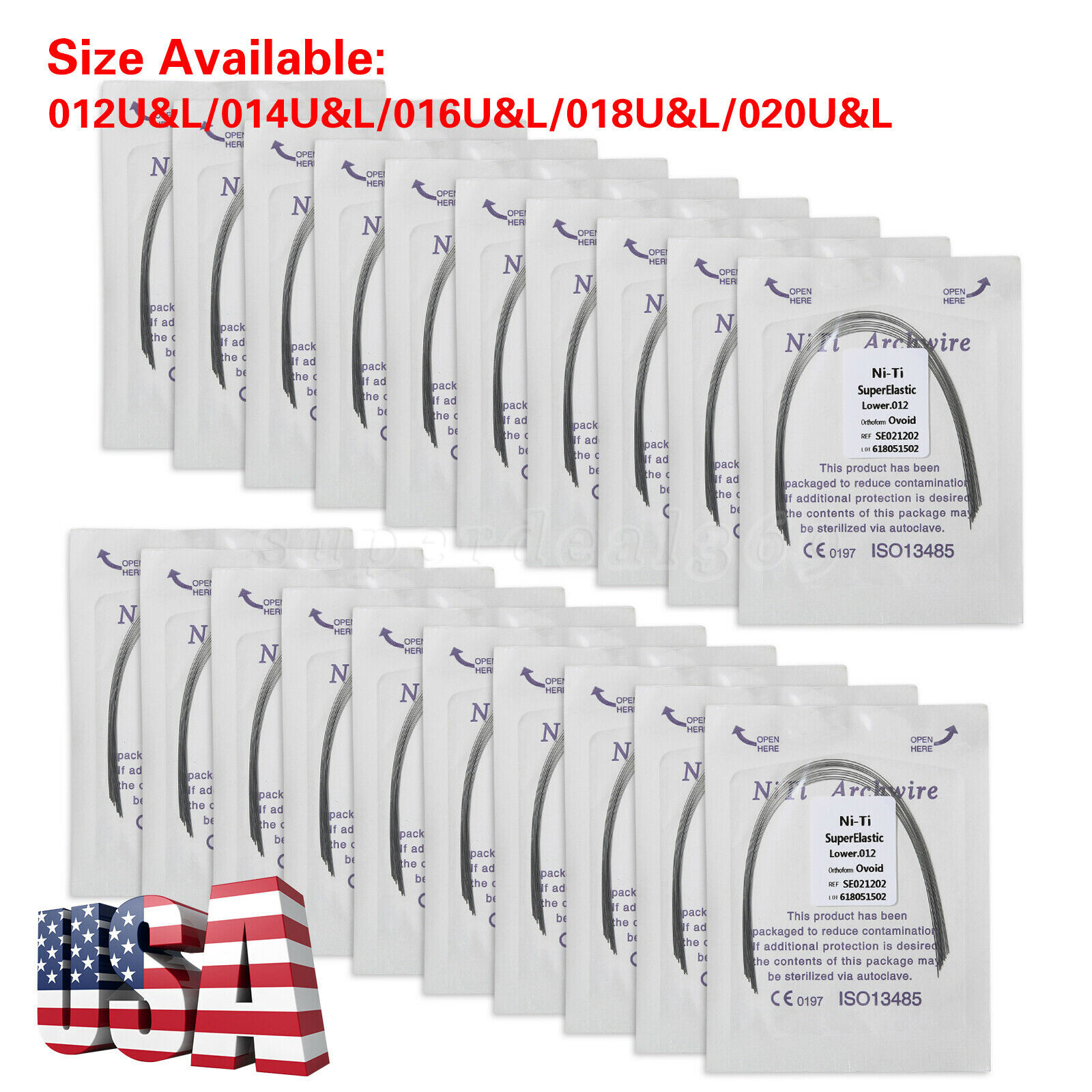 Dental Ortho Super Elastic Niti Round Arch Wire Ovoid 012-020upper/lower all MX