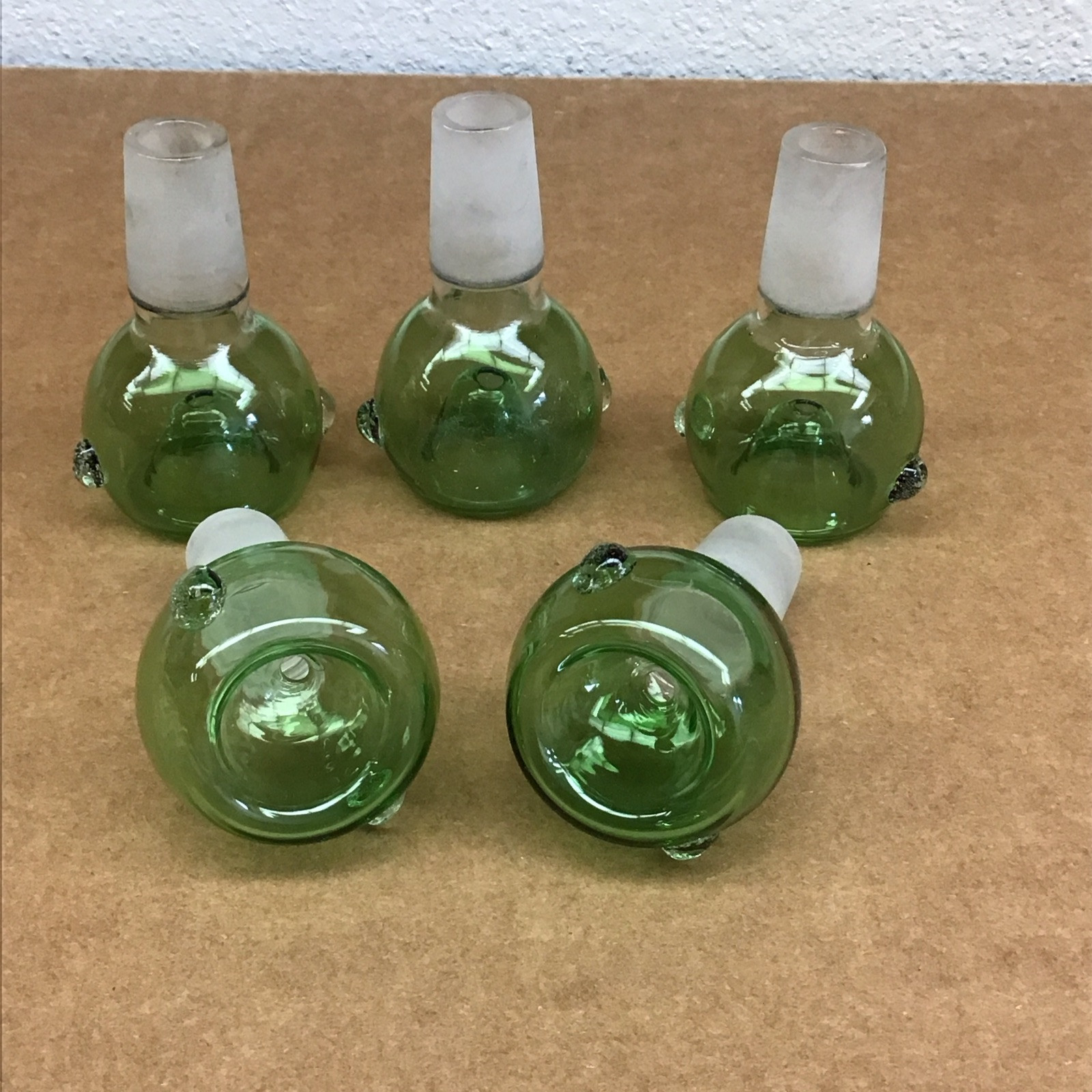5 Pieces – Male 18mm GREEN Glass Swirl Slide Bowl – Hookah Water Bubbler EE7
