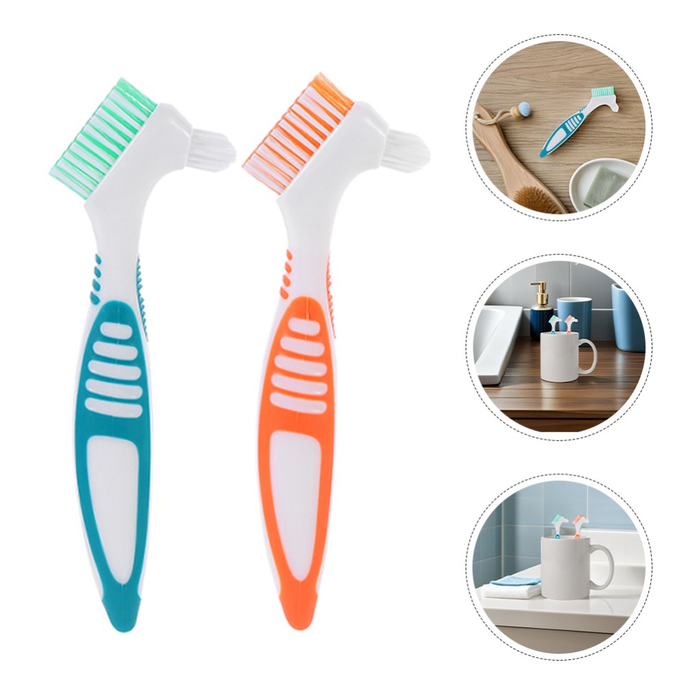 6Pcs Durable Denture Brushes Dual Head Toothbrush for Travel and Home Cleaning