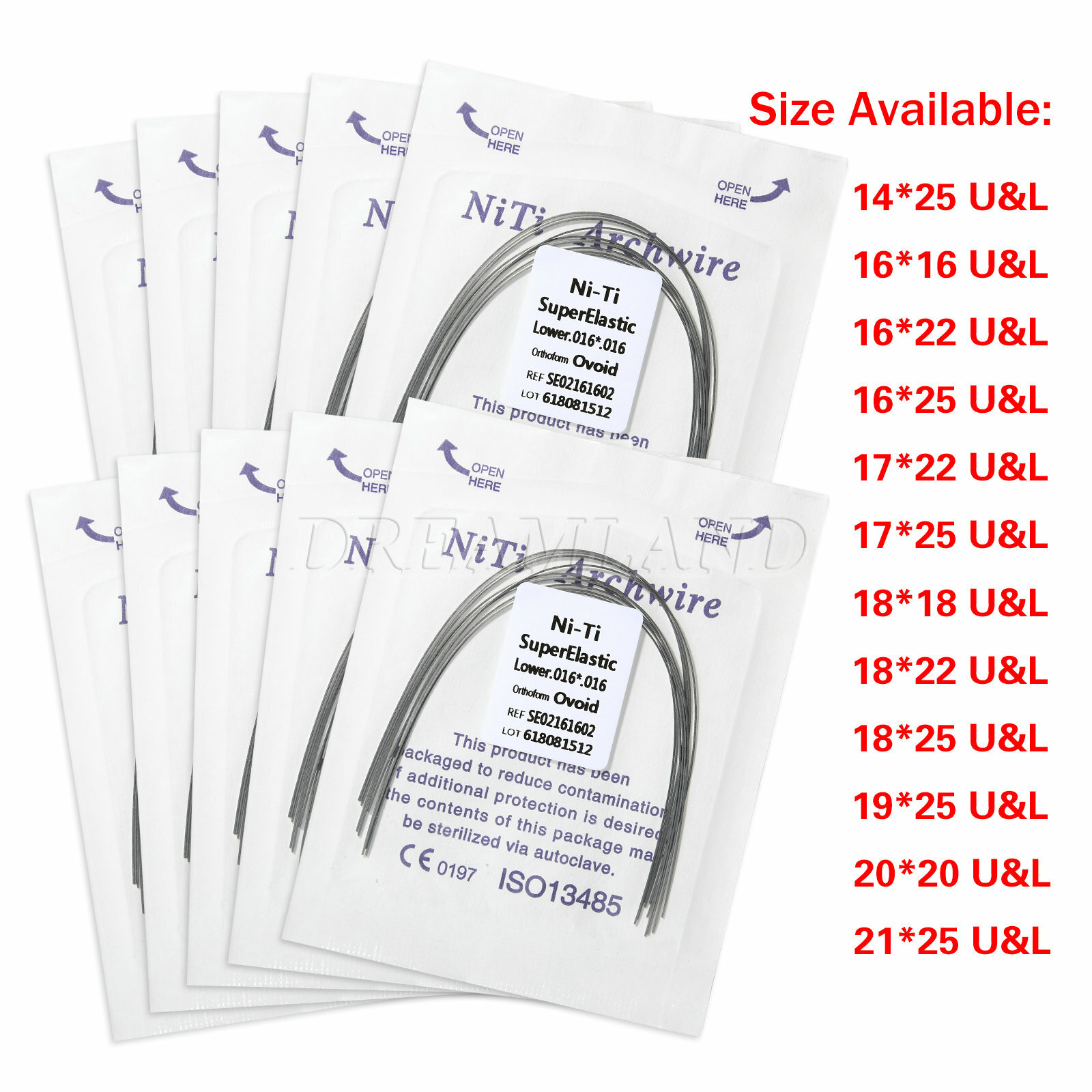 10 Packs Dental Orthodontic Niti Rectangular Arch Wire Super Elastic Ovoid/Oval