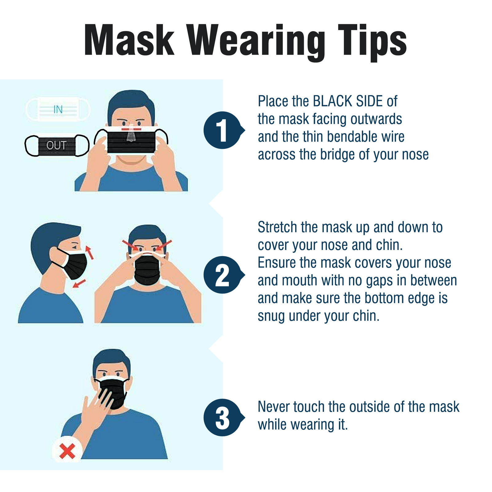 WeCare Disposable Face Mask, 4-Ply (50 Individually Wrapped) – Black