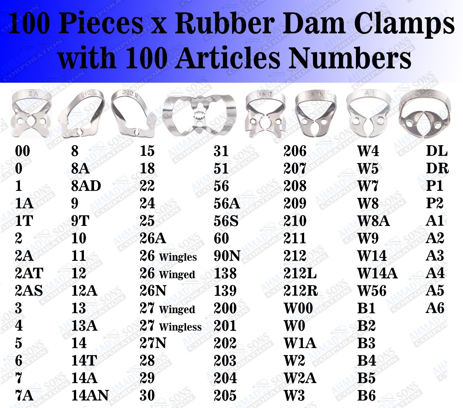 100 PCS Dental Rubber Dam Clamps Endodontics Ivory Retractors Premolar Teeth USA