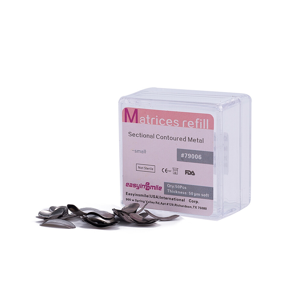 100Pcs Dental Matrices Bands Metal Matrix Band Sectional Contoured Refill Box US