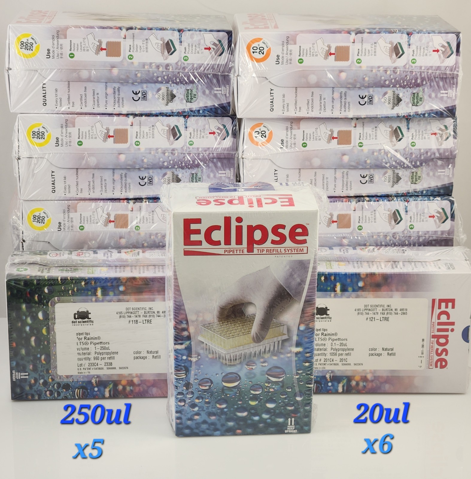 Labcon Eclipse 20ul & 250ul Pipette Tip Refill boxes for Rainin LTS Pipettors