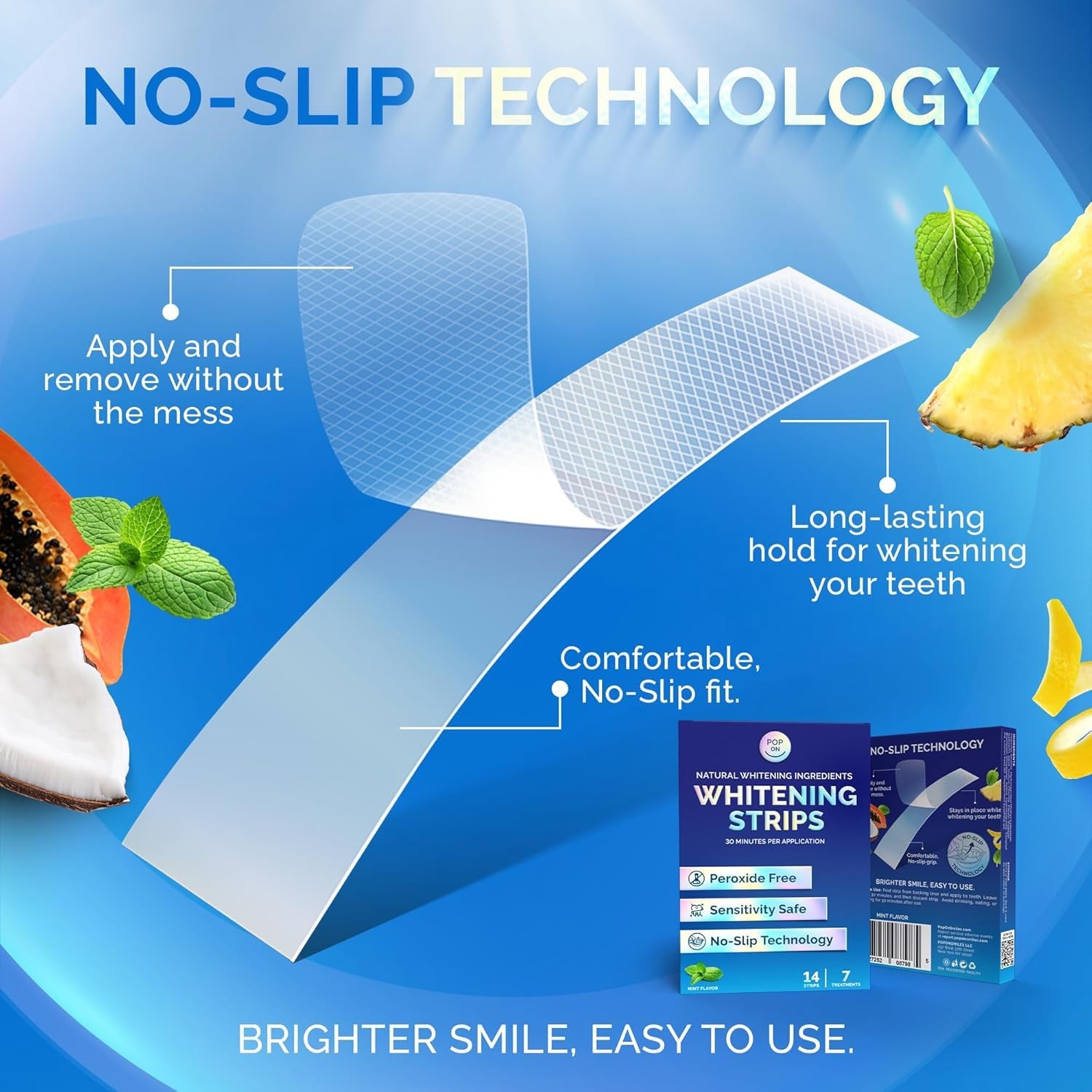 Teeth Whitening Strips for Sensitive and 14 Count (Pack of 1), Clear