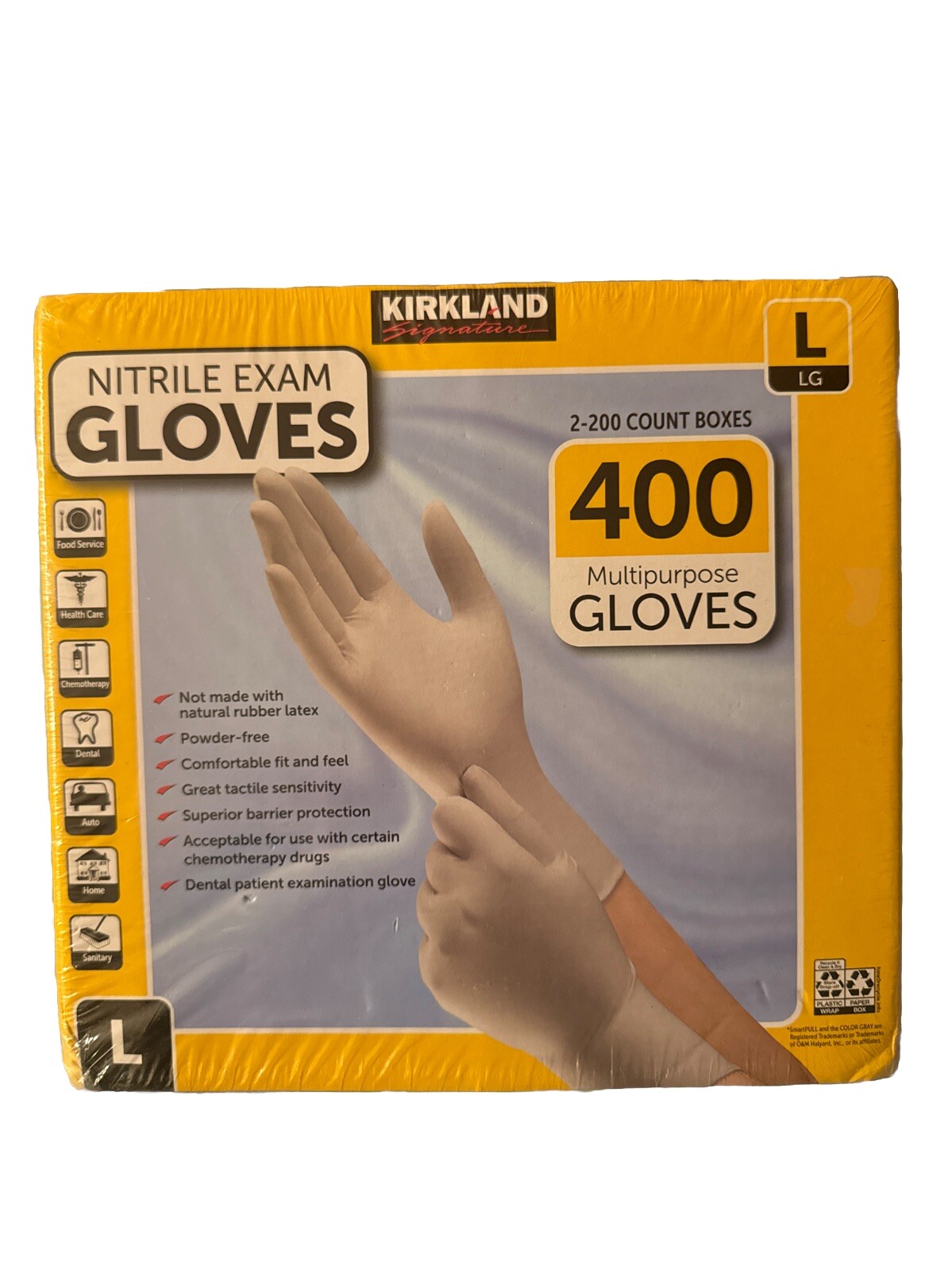 Kirkland Signature Nitrile Exam Multipurpose Gloves, Large – 200 Count