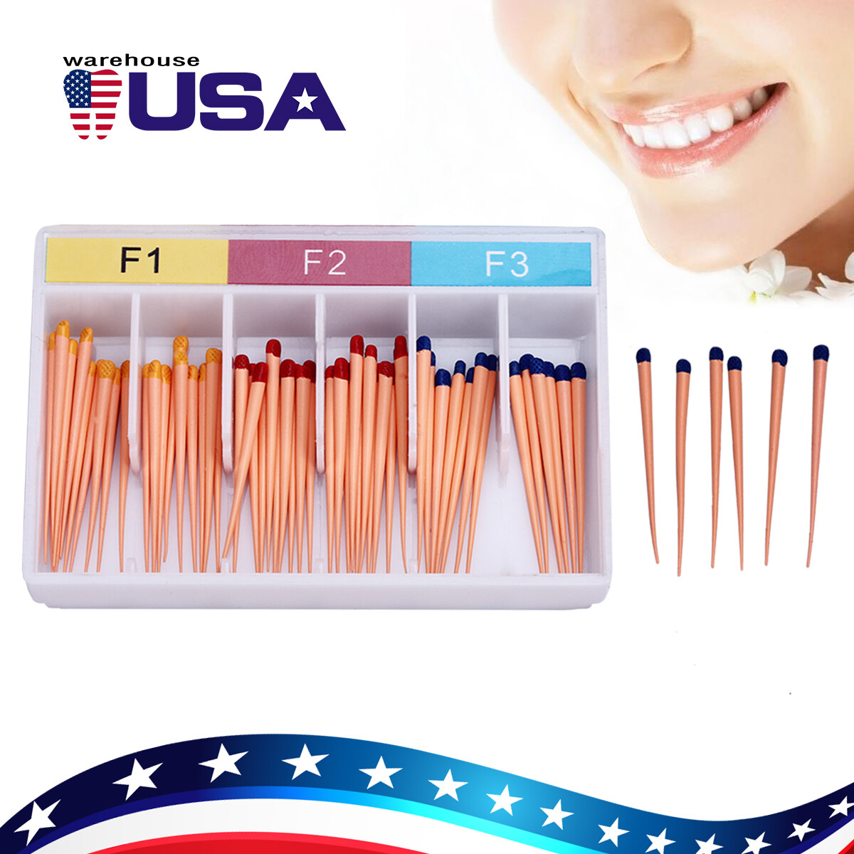 AZDENT Endodoncia dental Puntas de gutapercha y papel absorbente F1 F2 F3