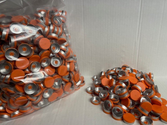 1000 Lot 20mm Flip Top Aluminum Crimp Caps for Vials Matte Orange Seals