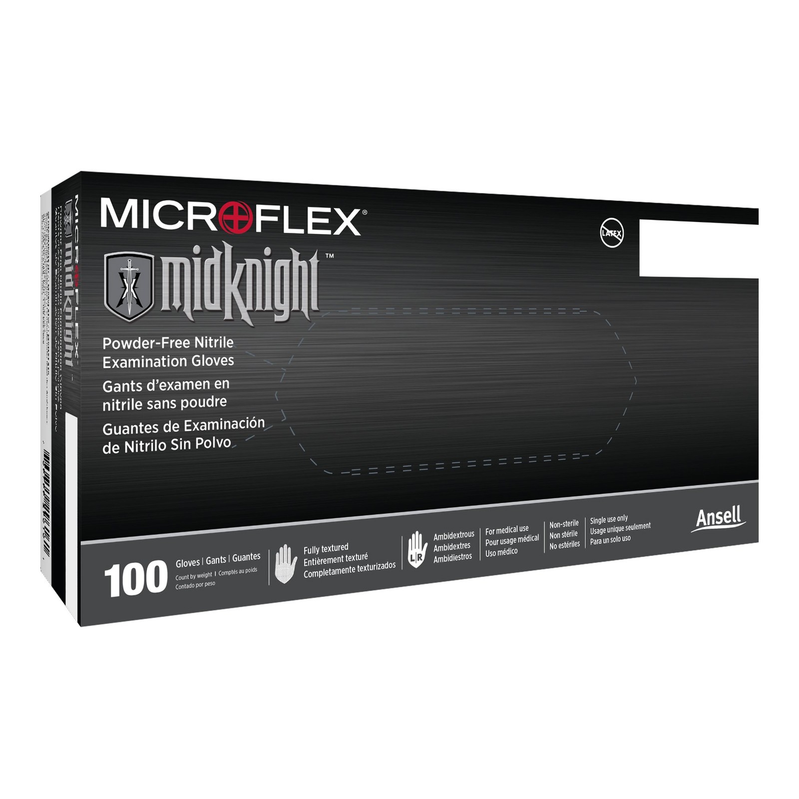 MICROFLEX MidKnight Nitrile Exam Glove Standard Cuff Length LARGE 1000 per Case