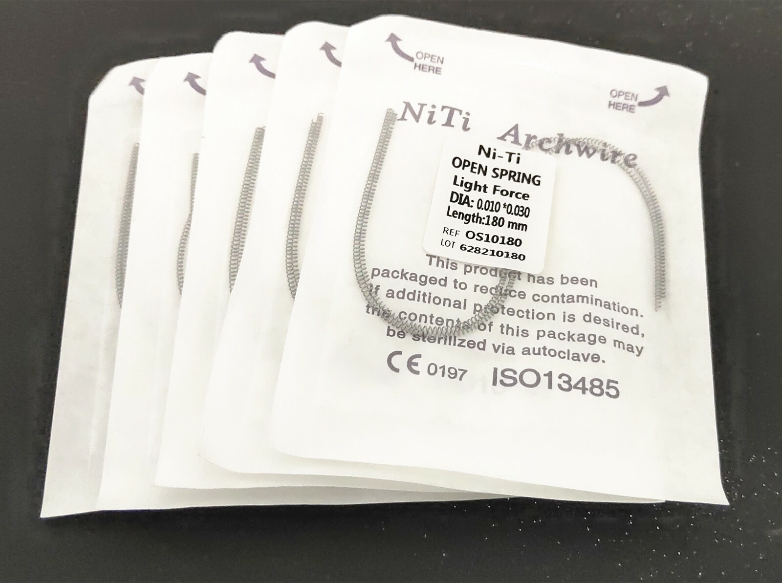 5 Packs 010*180mm Dental Niti Alloy Open Coil Spring Light Force 2pcs/Pack