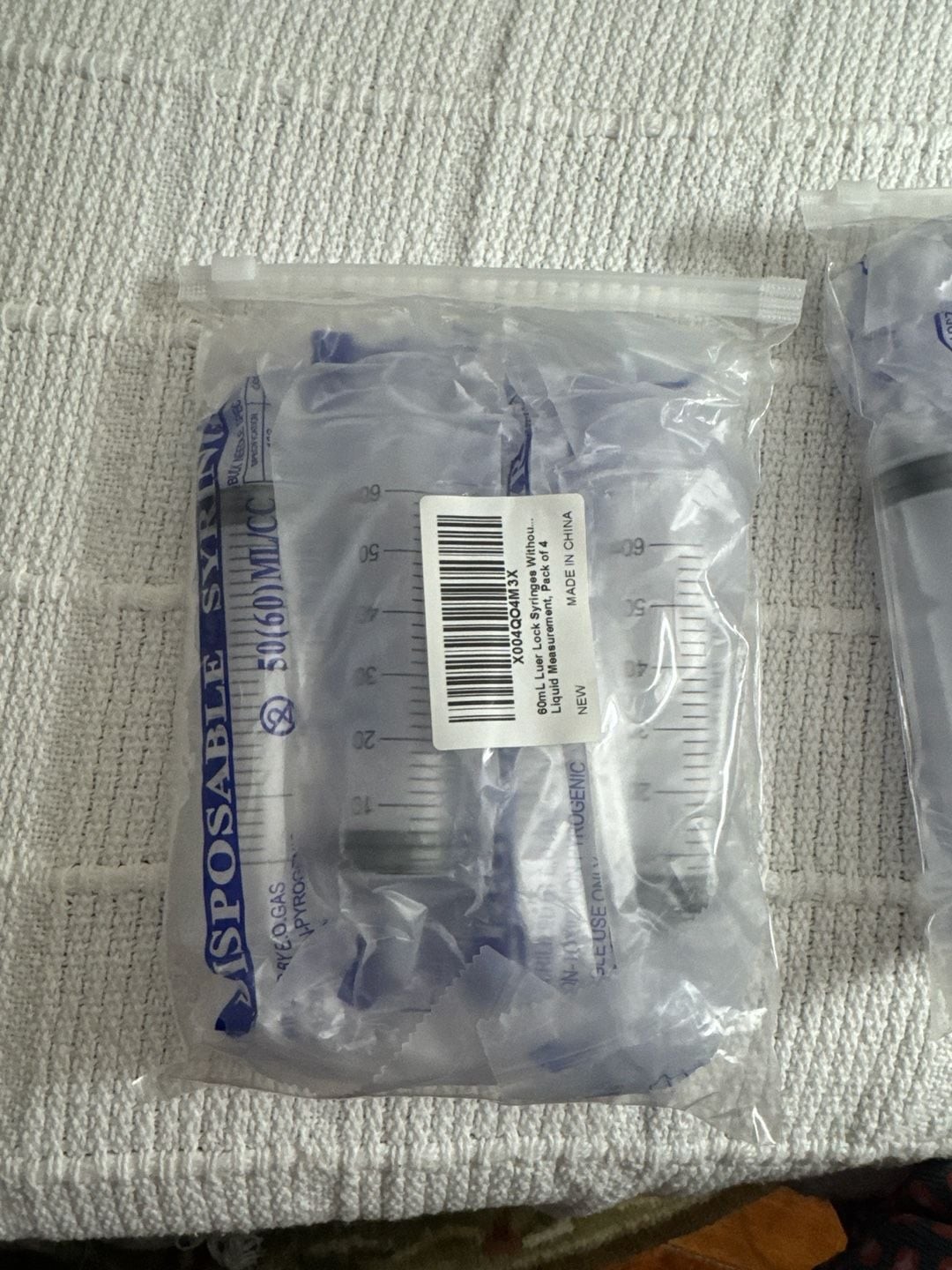 Pack of 4 Disposable 60ml Luer Lock Syringes for Liquid Measurement