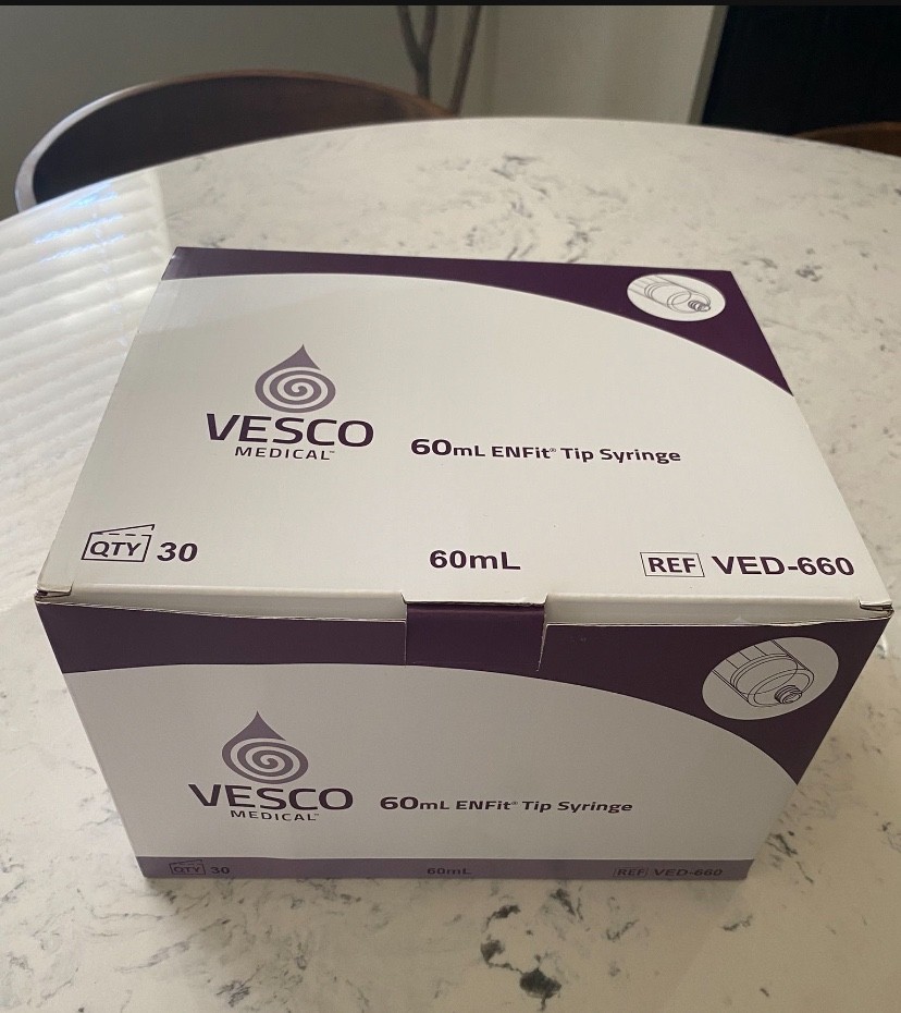 Vesco Medical ENFit Tip Syringes 60ml, 30-Pack FREE SHIPPING