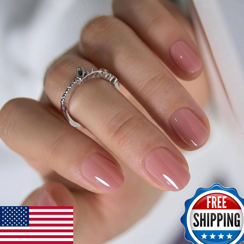Curvlife Soft Gel Extra Short Press On Nails 30Pcs Honey Peach Pink Oval