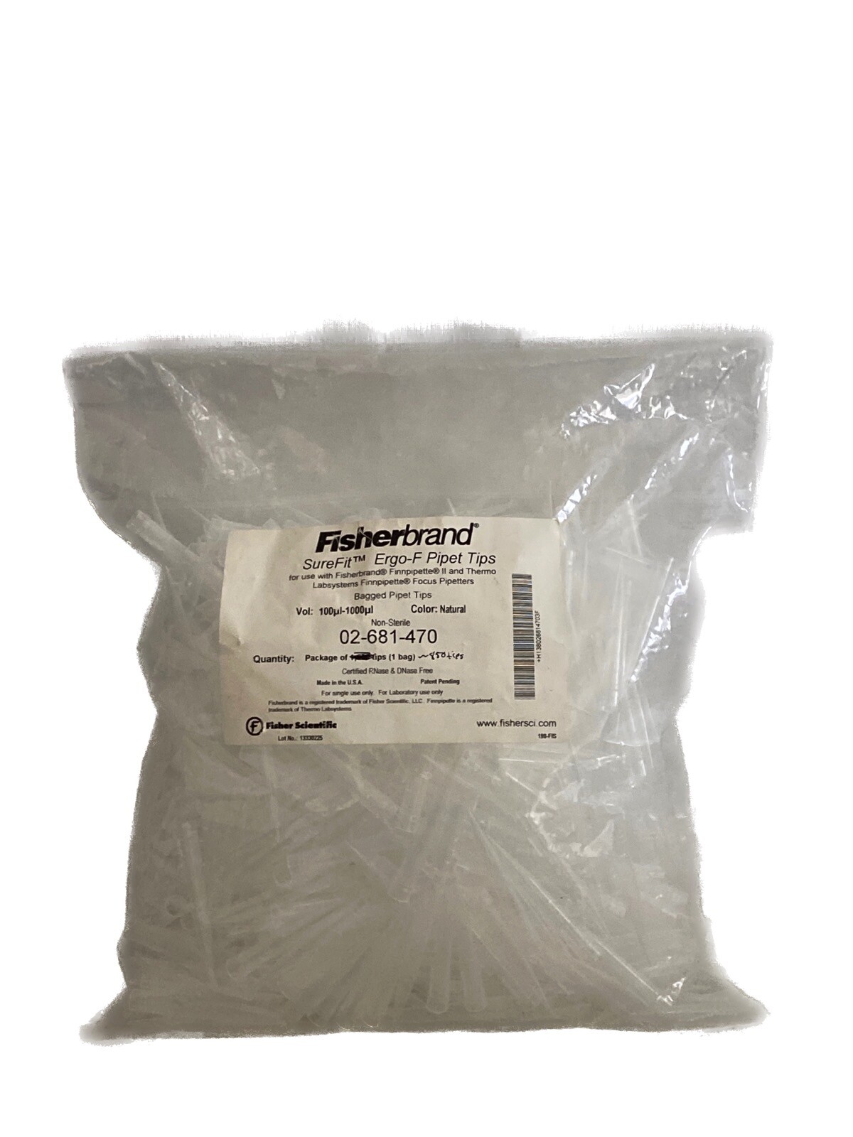 (850) FISHERBRAND 1000uL SureFit Ergo-F Pipet Tips Bulk 02-681-470