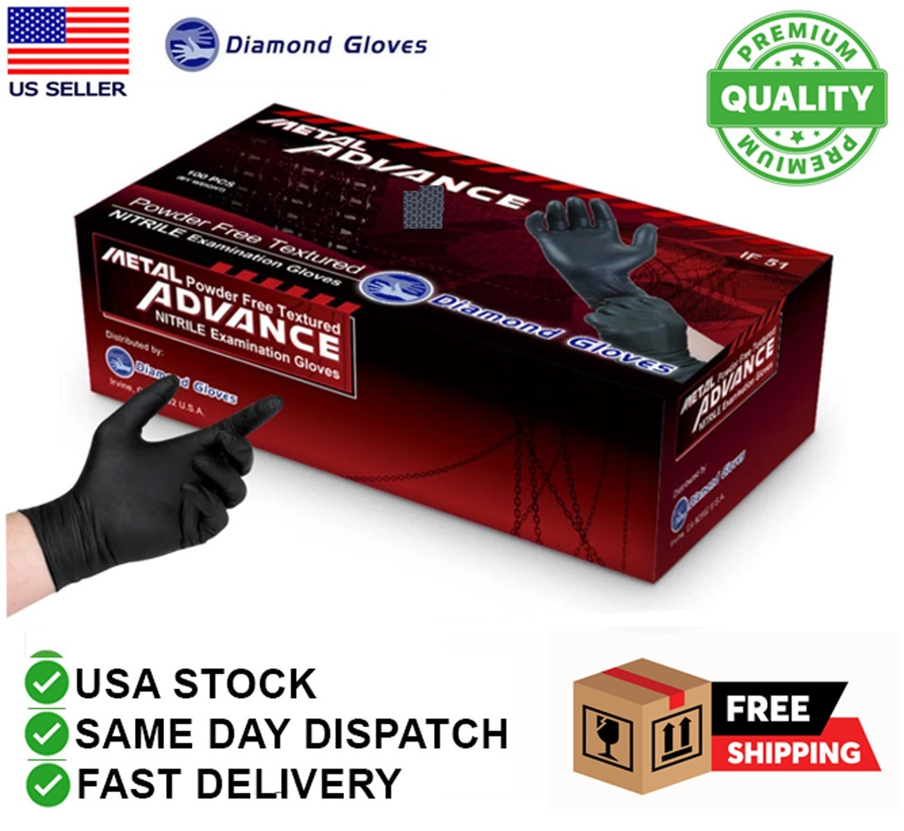 Nitrile Gloves Powder-Free Black 5 Mil Medical Exam Glove Latex-Free Disposable