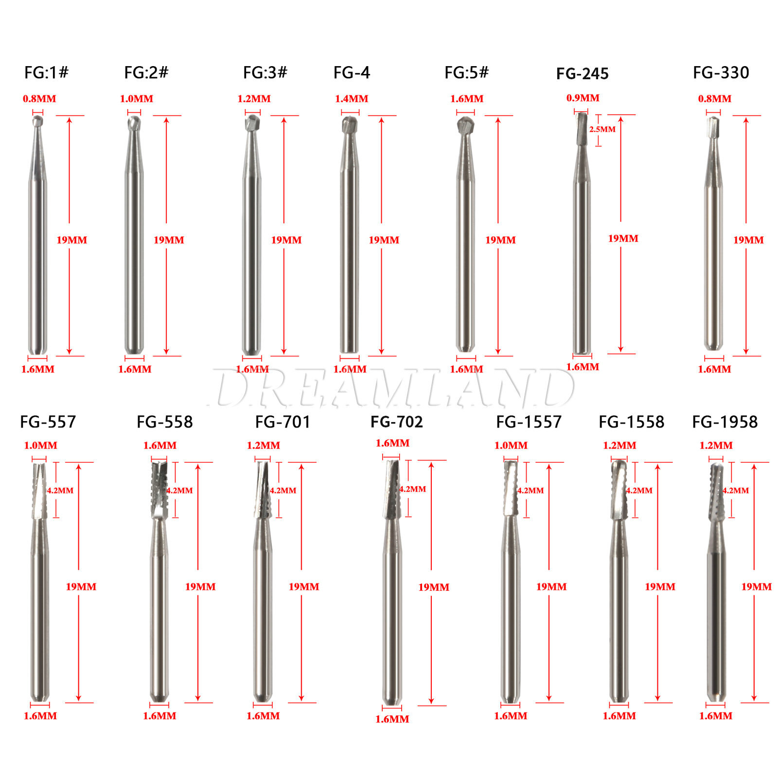 Carbide Bur Friction Grip 100pk Dental, Made In CHINA FG Bur all sizes 557, 330