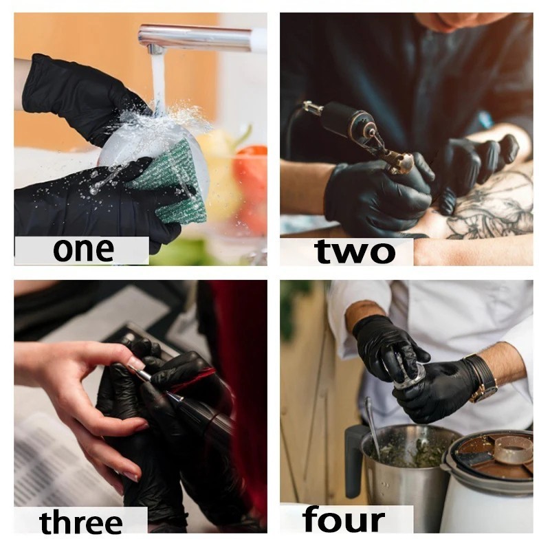 200pc Nitrile Disposable Gloves Powder Free Latex Free Tattoo Cleaning Hair Dye