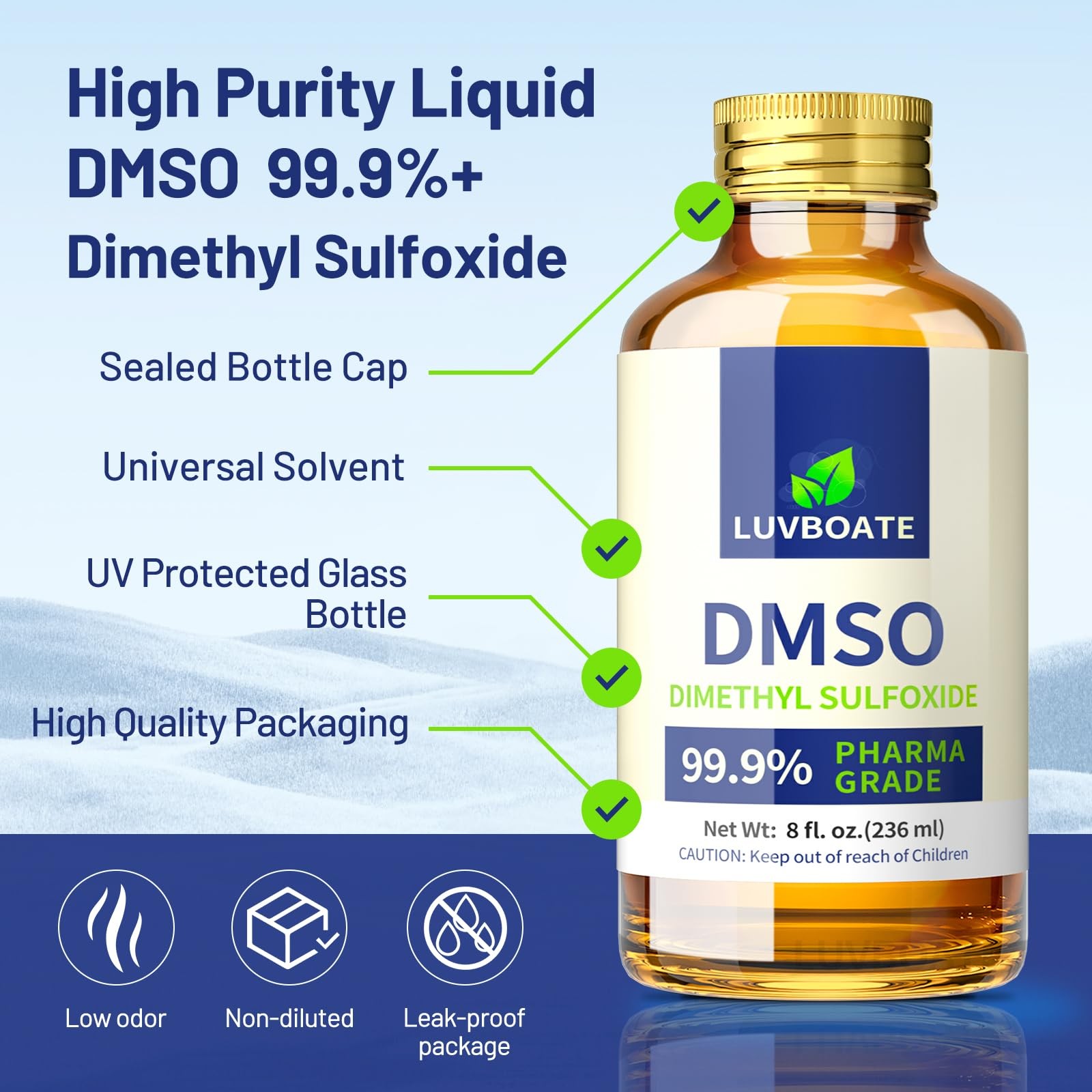 DMSO 99.9% Pharma Grade, Pure Liquid Dimethyl Sulfoxide 16 fl.oz in 16 oz