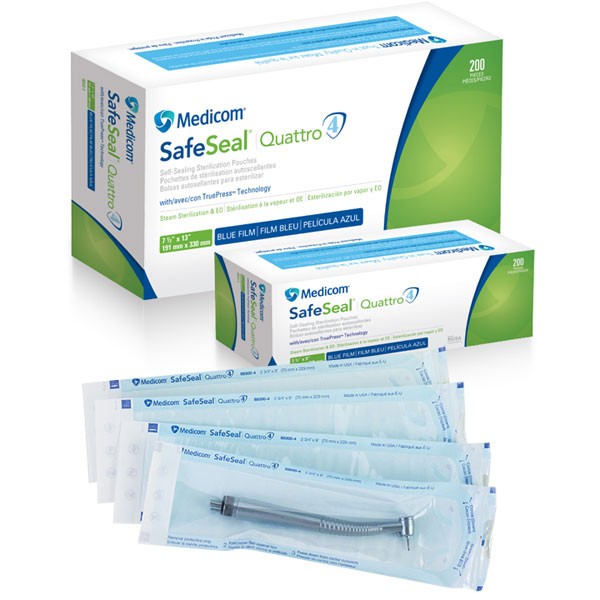 Medicom SafeSeal Quattro 7.5′ x 13′ Self-Sealing Sterilization Pouches 200/Pk