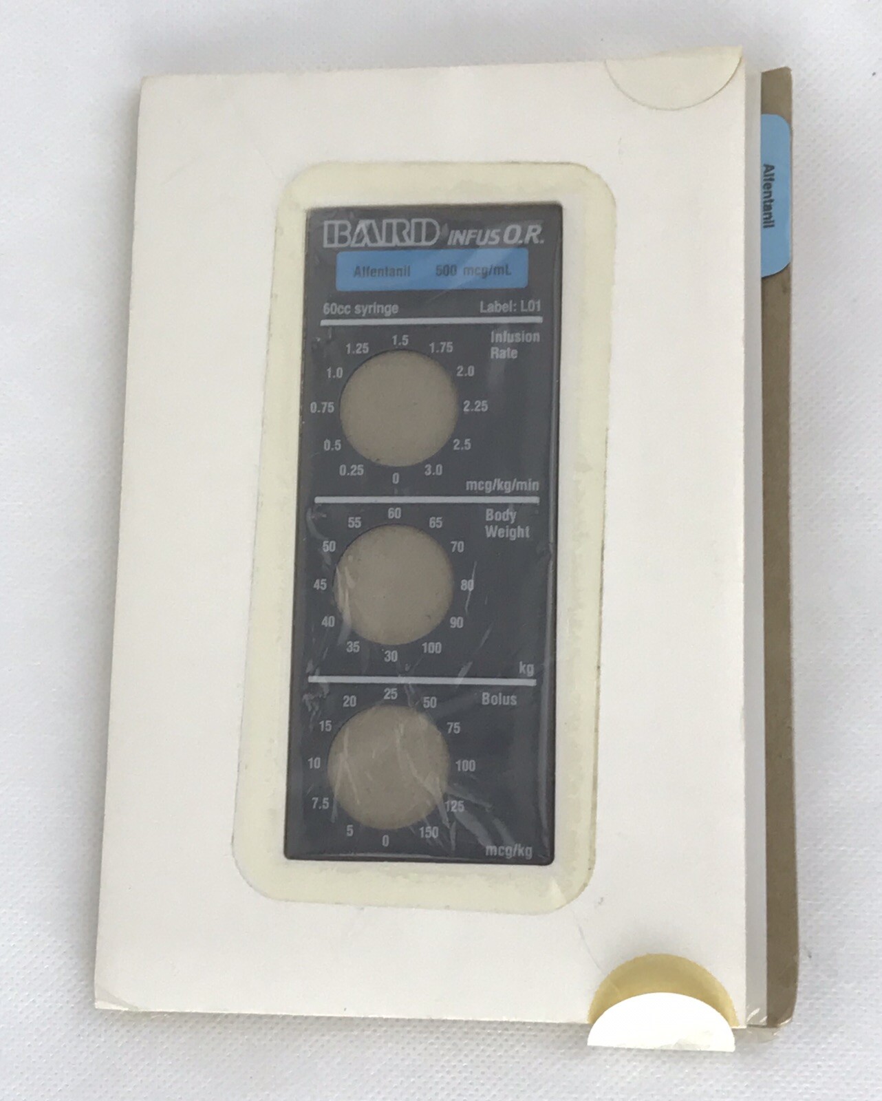 Baxter Bard Infus O. R. Smart Pump Label Alfentanil Label: L01 InfusOR Smart