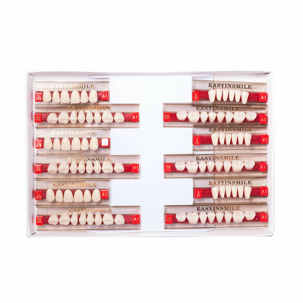 5Sets Dental Acrylic Resin DIY False Denture Upper Lower Full Set Shade A1/A2/A3