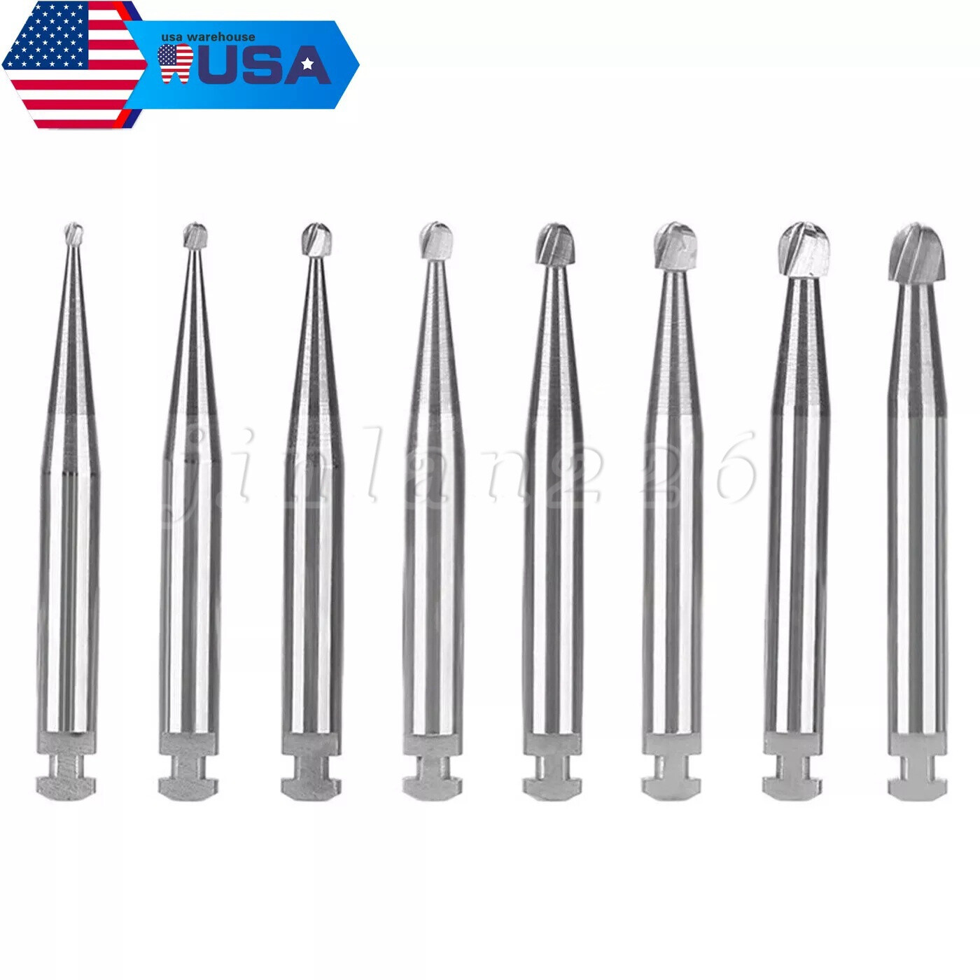 5-100 8 Types Dental Round Carbide Bur for Slow Speed Latch Type RA 1# – 8# Burs