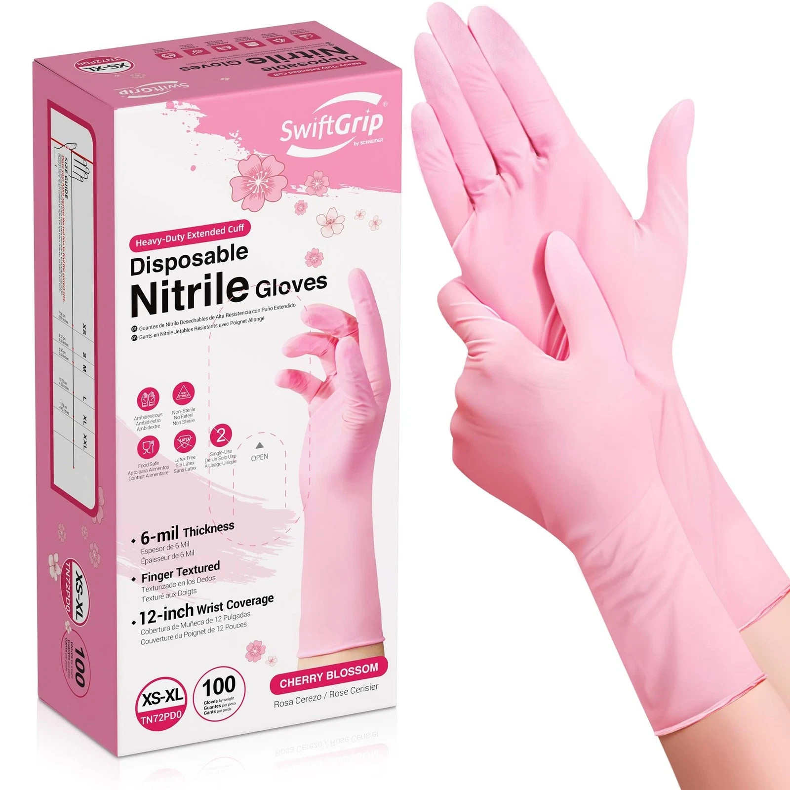 Disposable Nitrile Dishwashing Gloves, Extended 12 Inches Cuff, 6-mil, Small,…